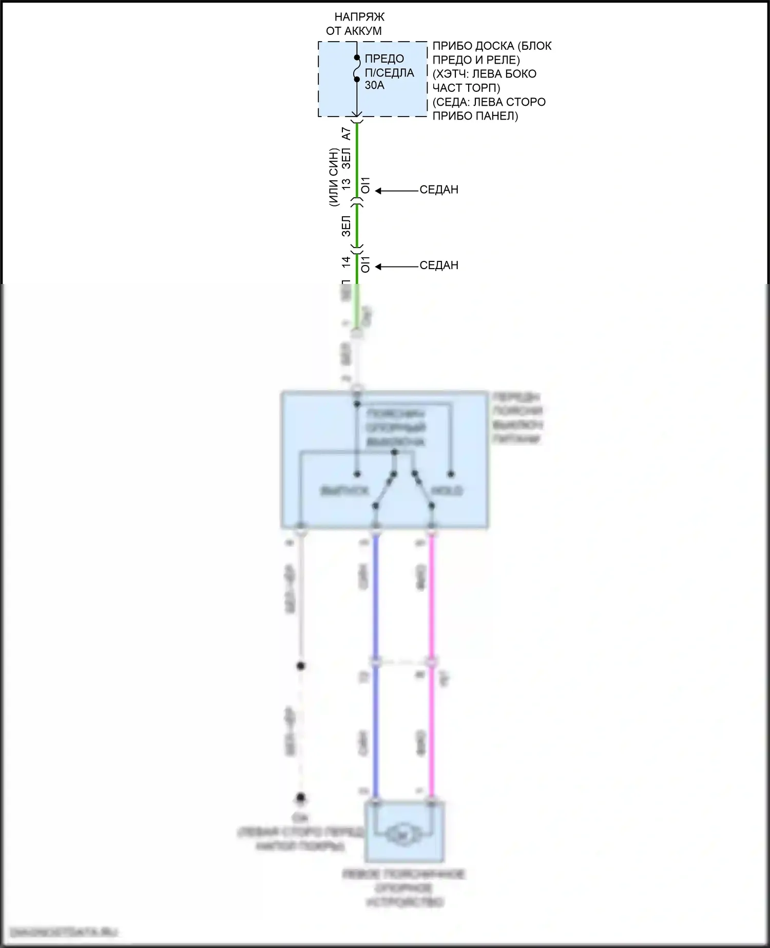 Corolla Toyota XII (2018-2024): Электросхема передней поясницы 