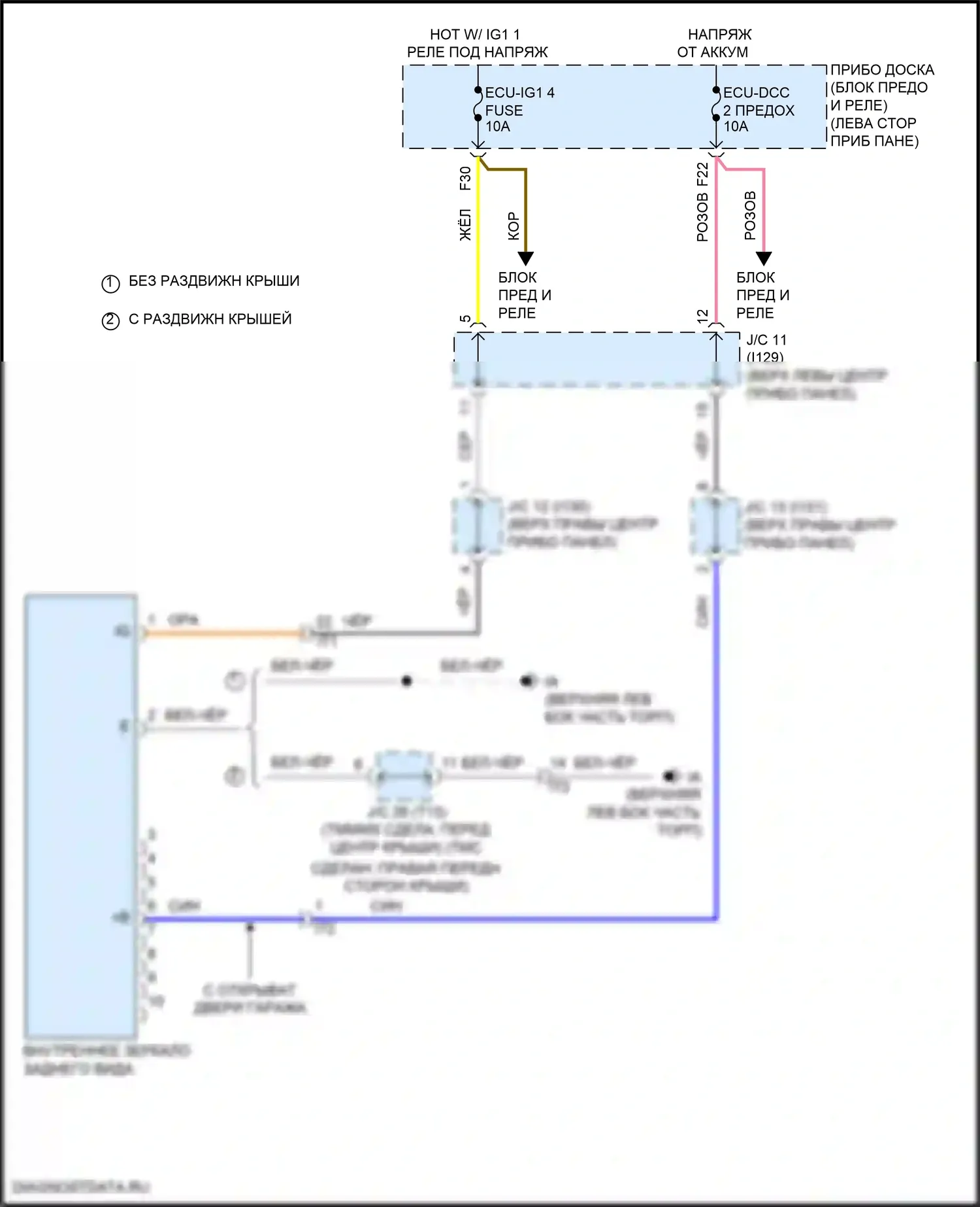 Corolla Toyota XII (2018-2024): Электросхема электрохромного зеркала 