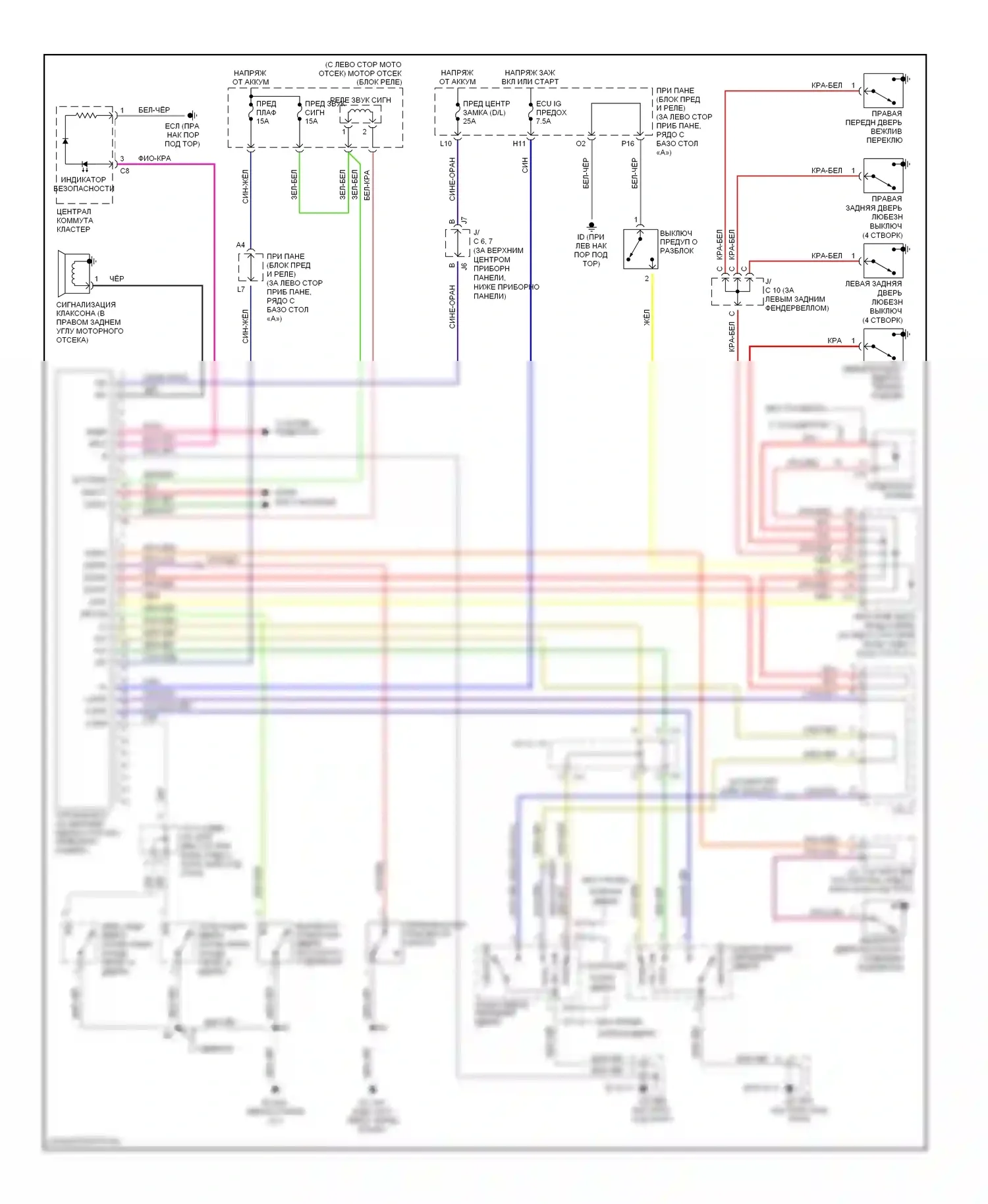 Echo Toyota I (1999-2005): Сигнализации электросхема 