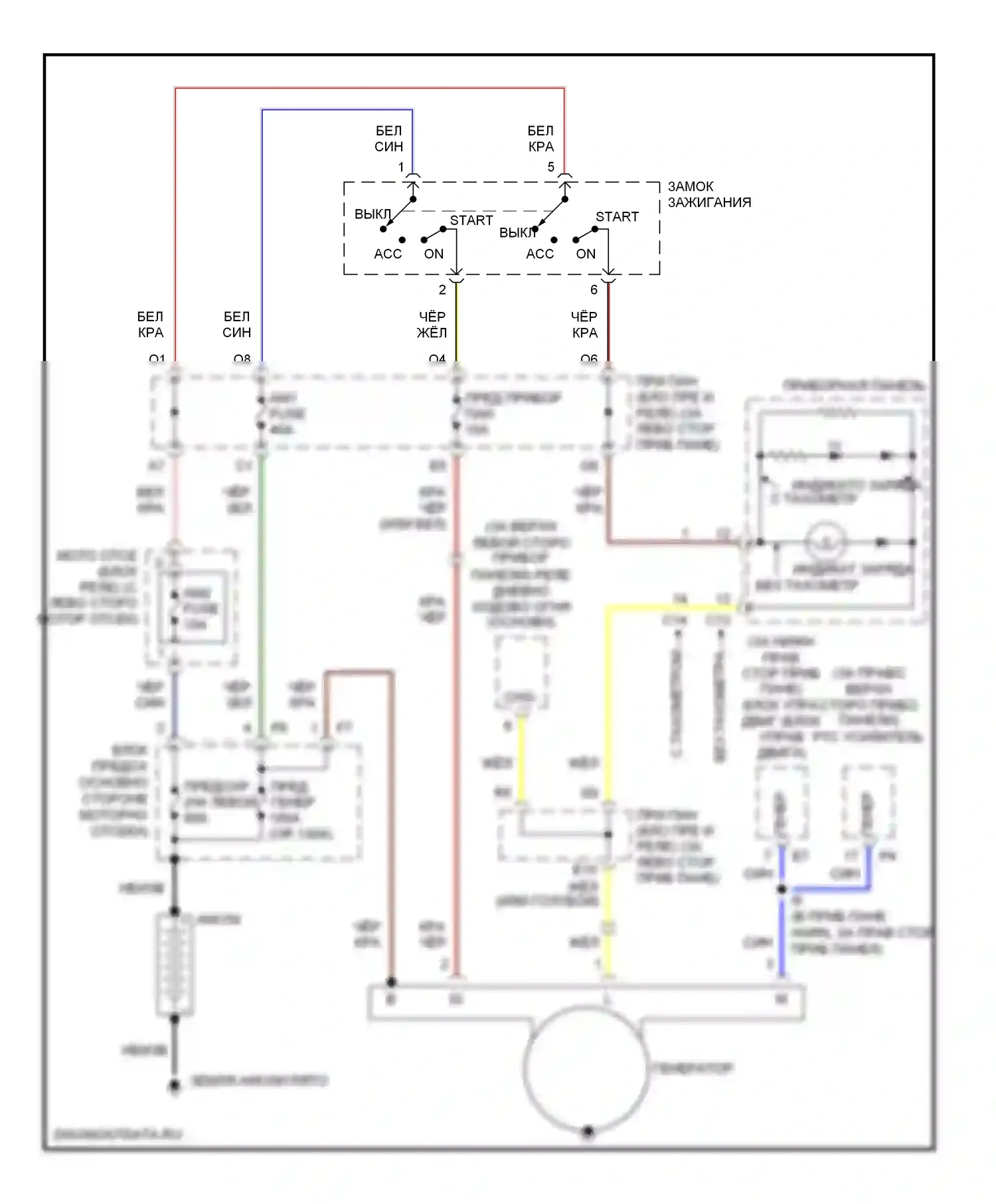 Echo Toyota I (1999-2005): Электросхема генератора 