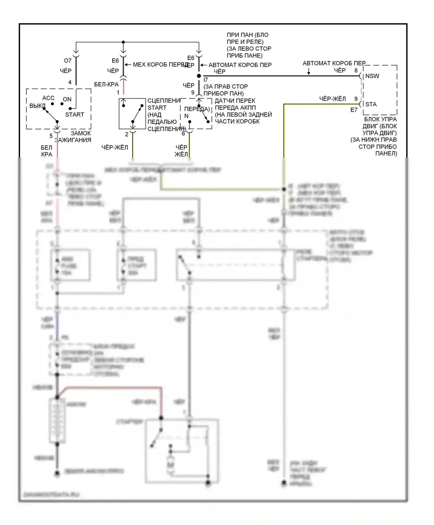 Echo Toyota I (1999-2005): Электросхема стартера 