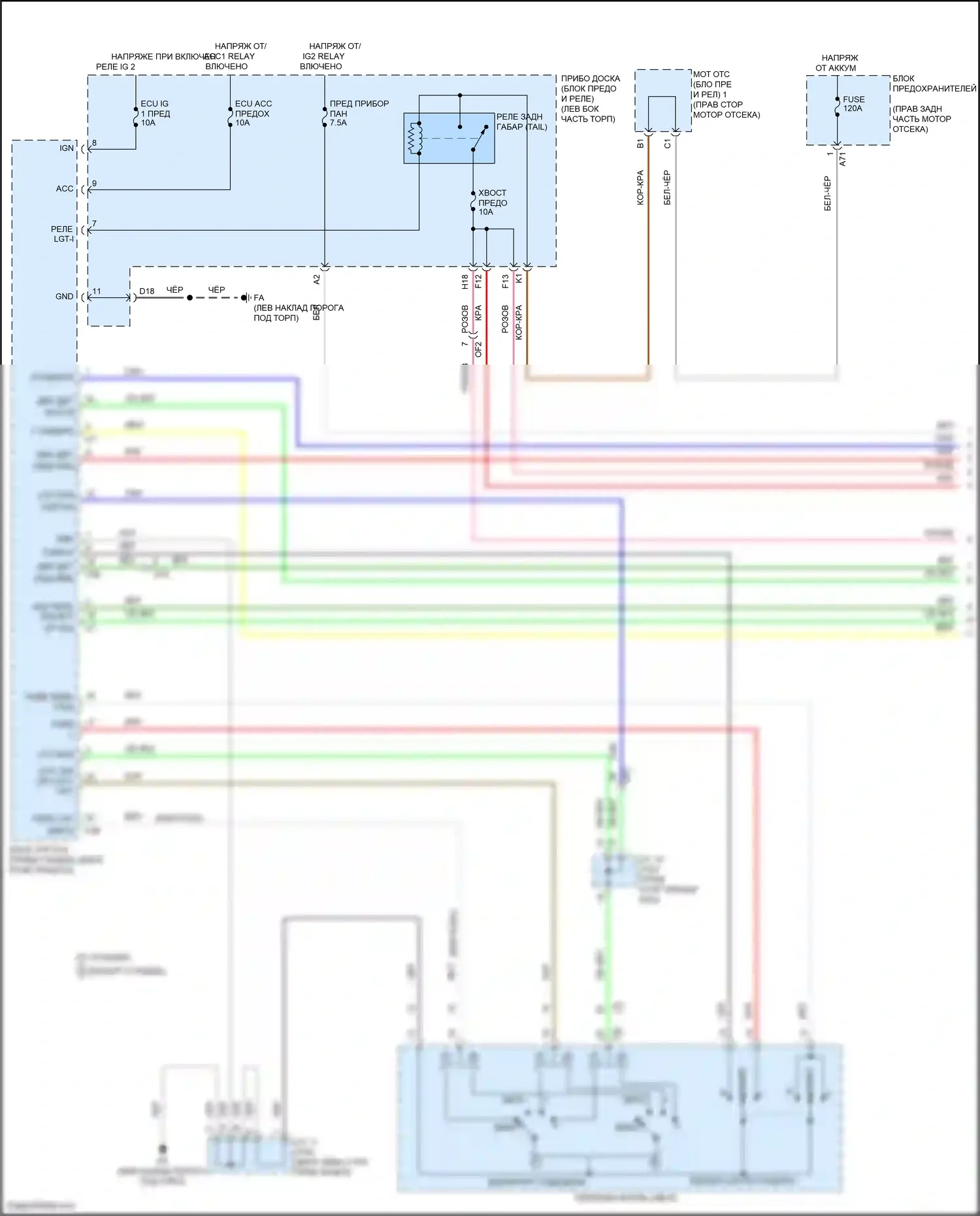 GR86 Toyota I (2021-2024): Электросхема фар и фонарей (1 из 3) 