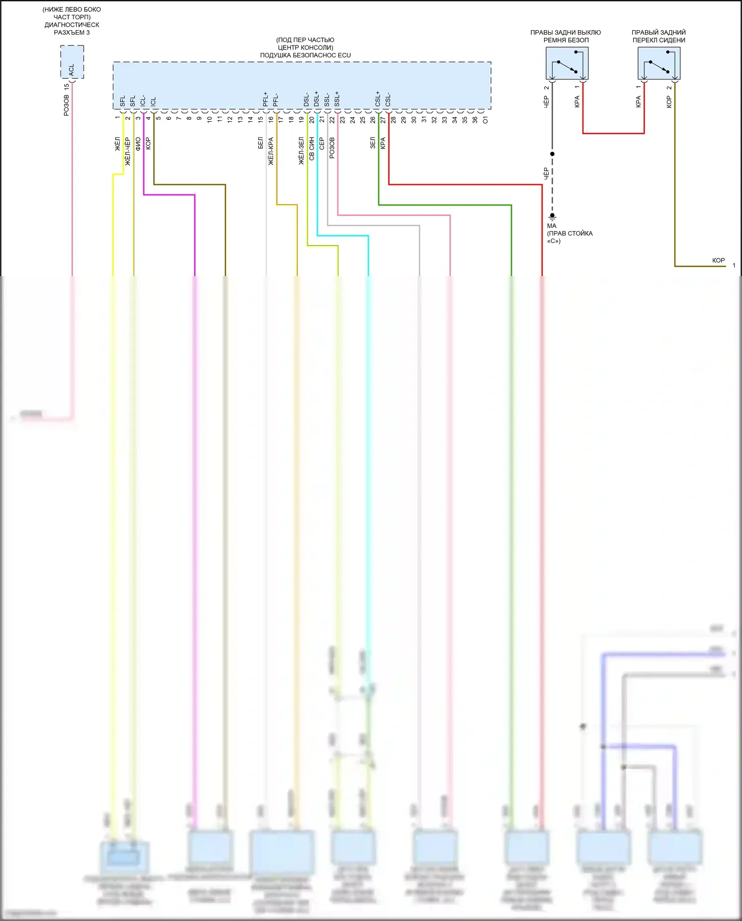 GR86 Toyota I (2021-2024): Электросхема подушек безопасности (2 из 3) 