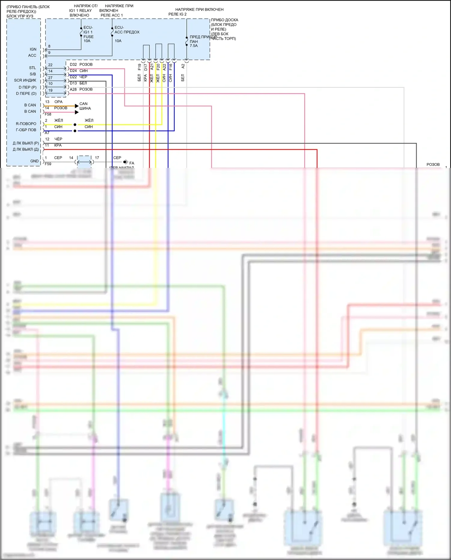 GR86 Toyota I (2021-2024): Электросхема приборной панели (2 из 3) 