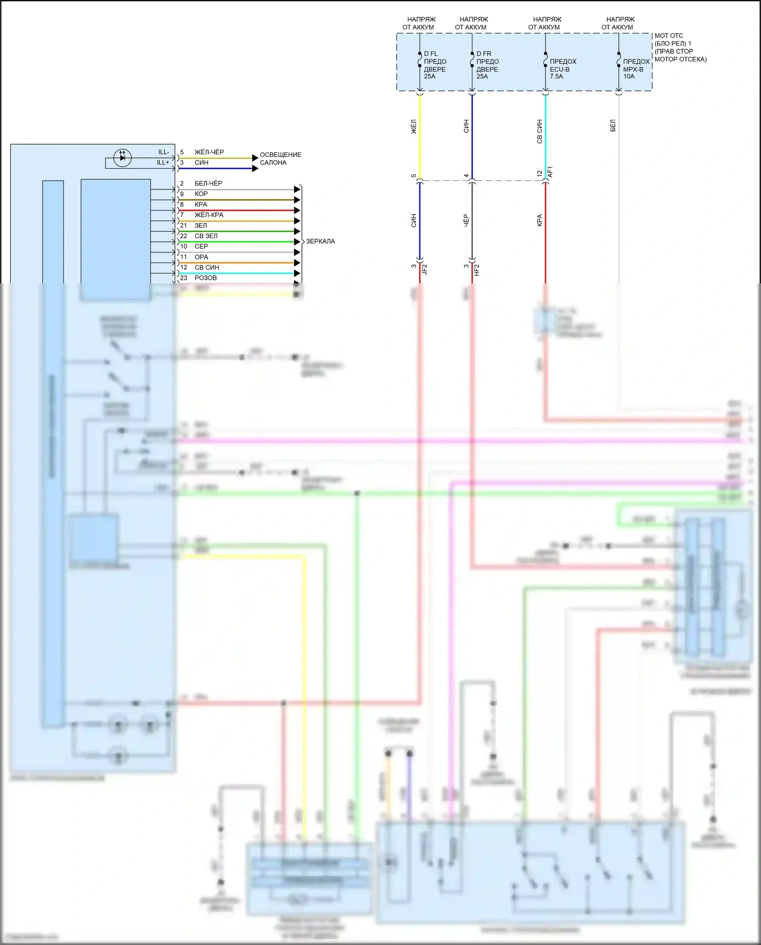 GR86 Toyota I (2021-2024): Электросхема стеклоподъемников (1 из 2) 