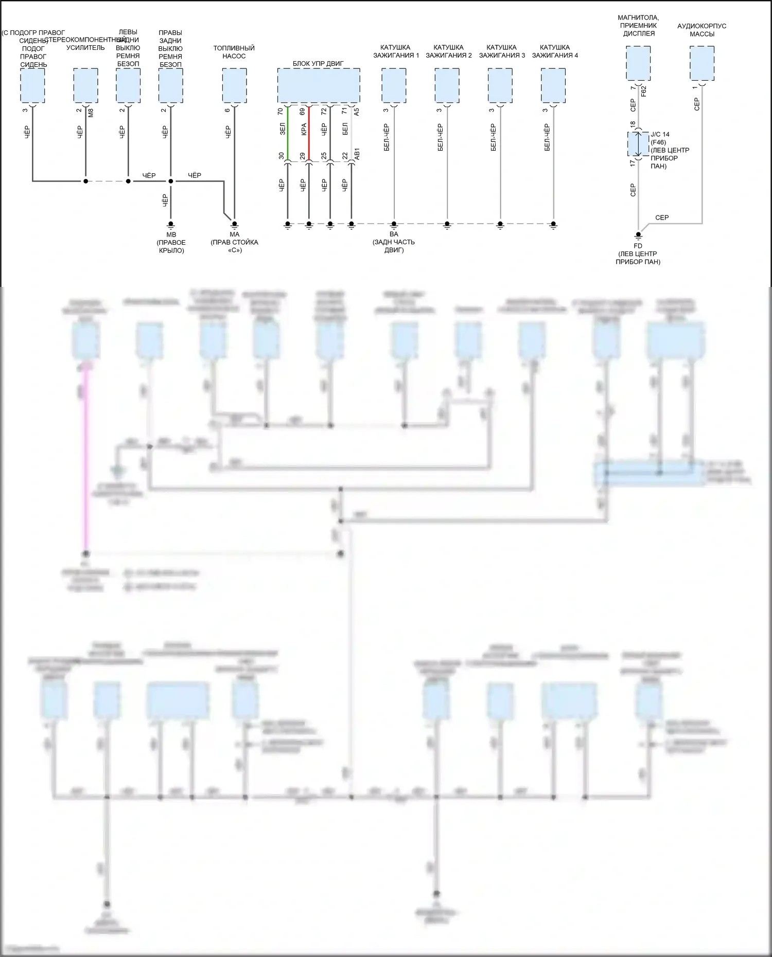 GR86 Toyota I (2021-2024): Электросхема точек подключения масс (2 из 3) 