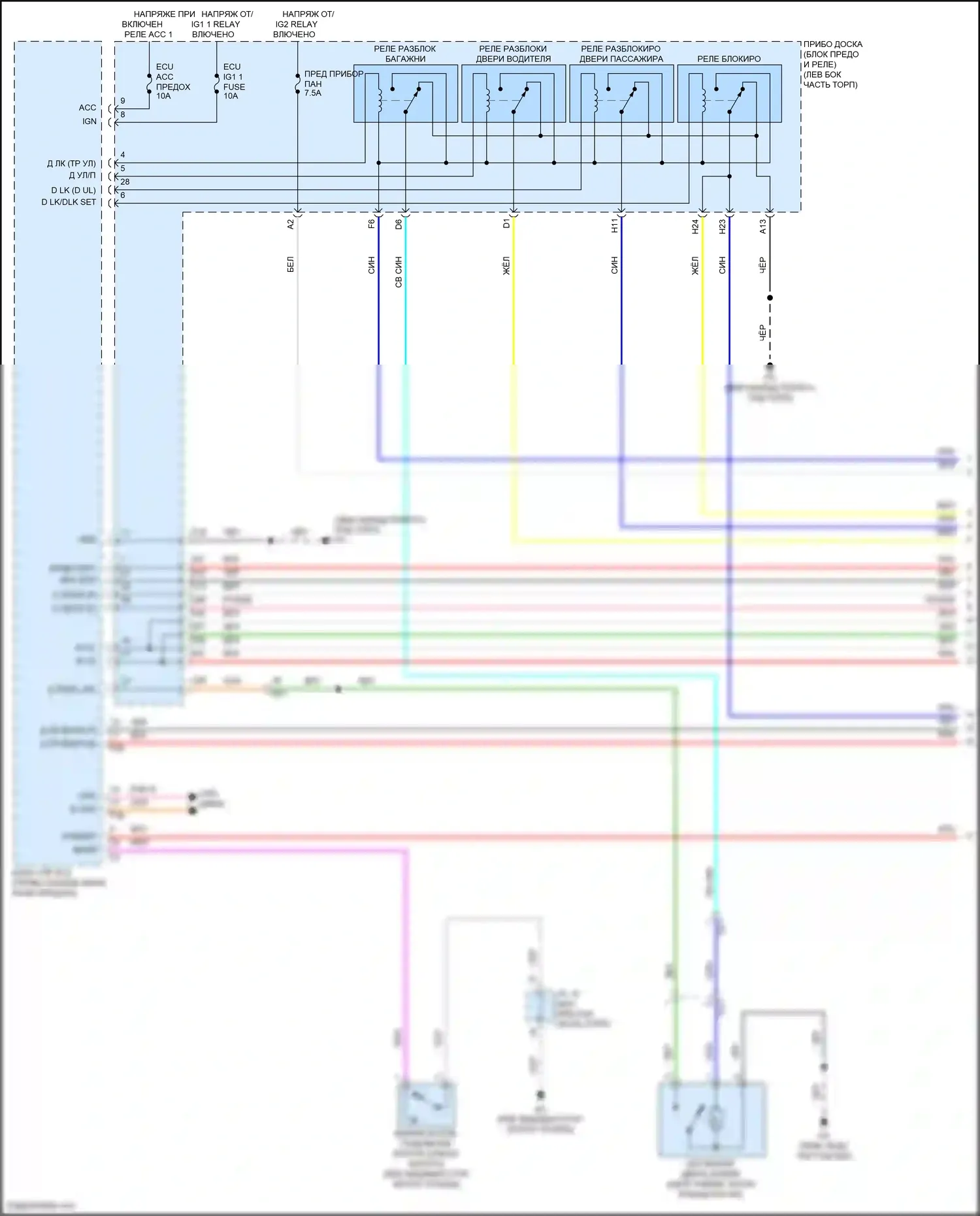 GR86 Toyota I (2021-2024): Электросхема центрального замка, без системы интеллектуальных ключей (1 из 3) 