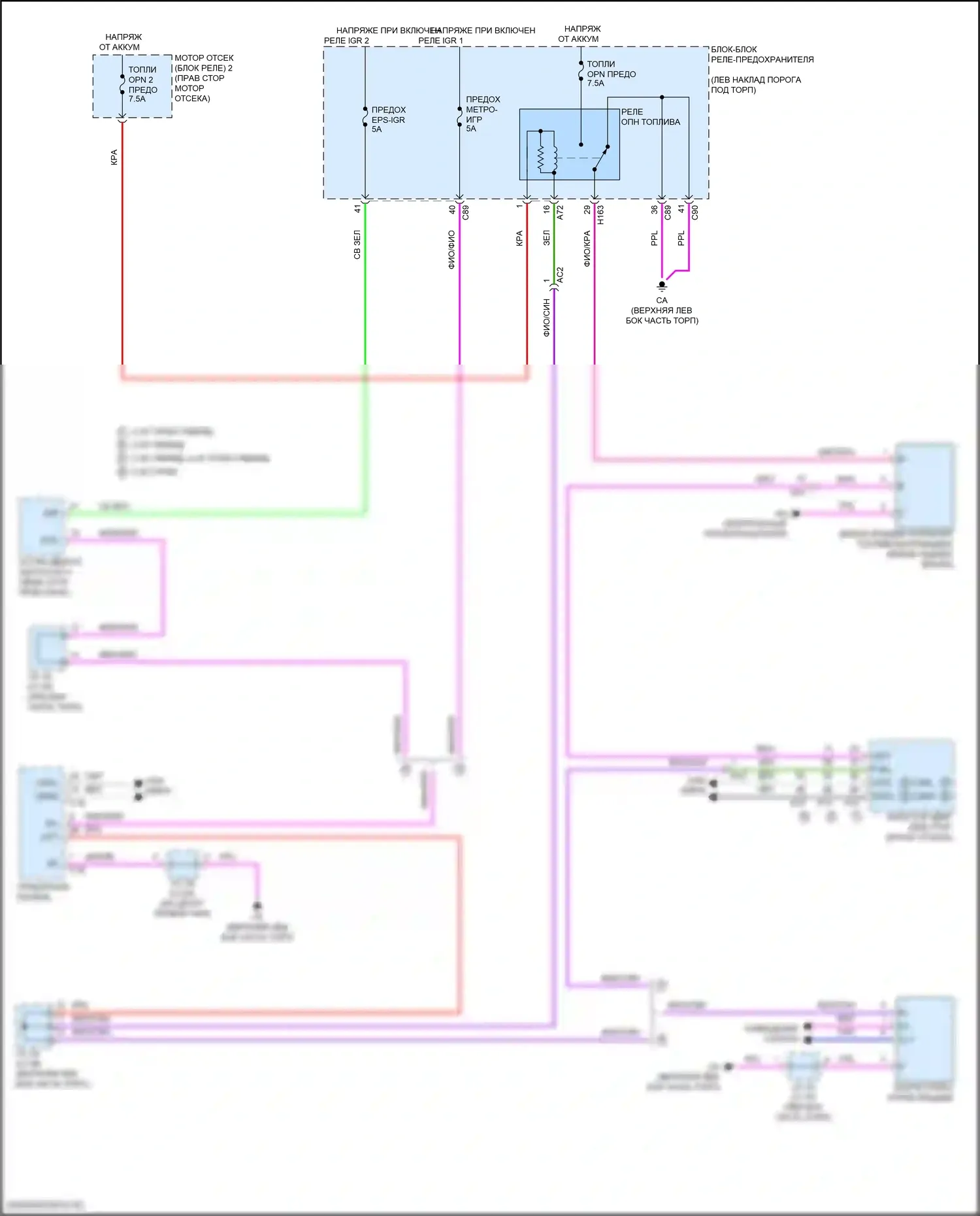 Grand Highlander Toyota I (2023-2024): Электросхема открытия лючка топливного бака 