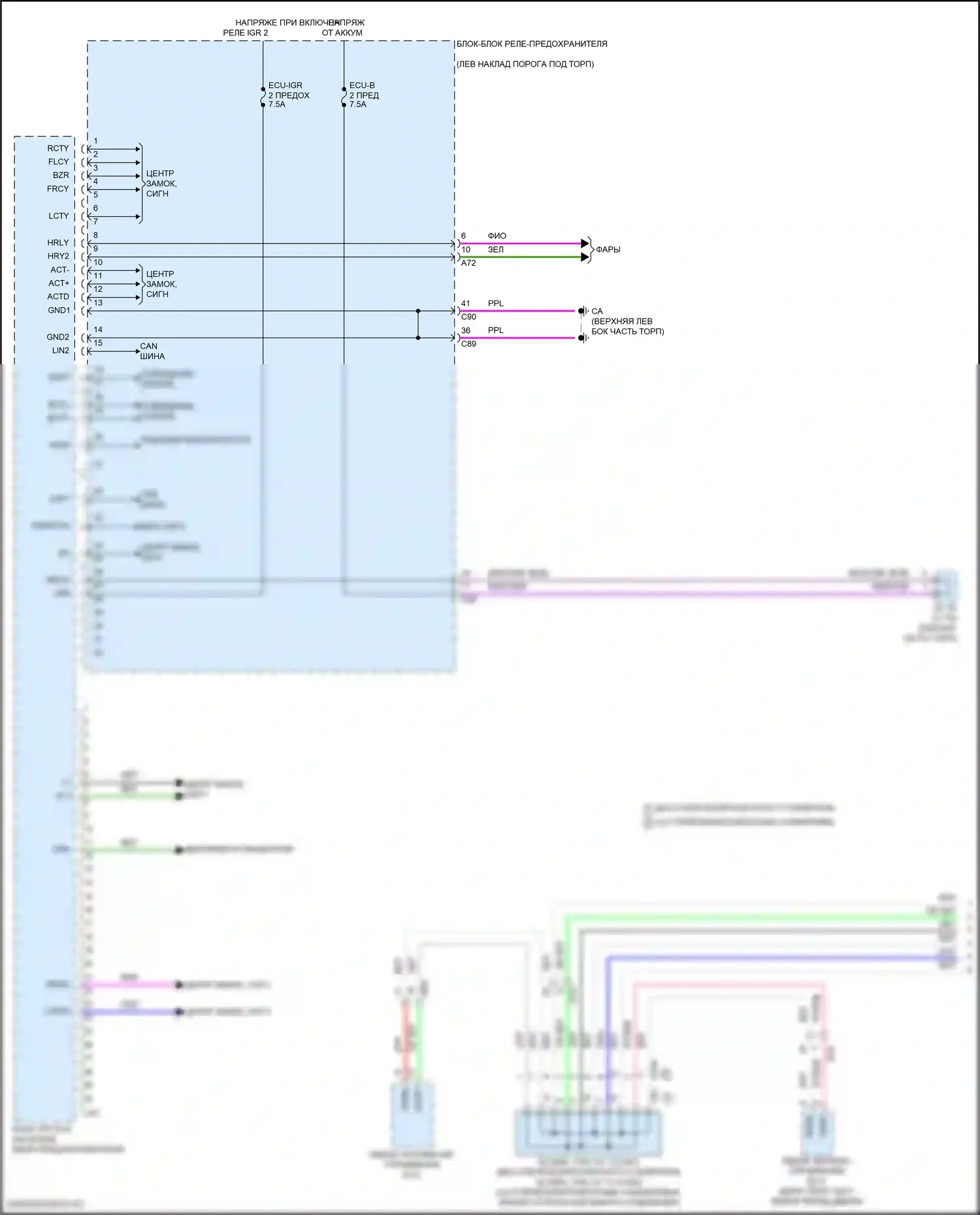 Grand Highlander Toyota I (2023-2024): Электросхема блоков управления кузовом (1 из 2) 