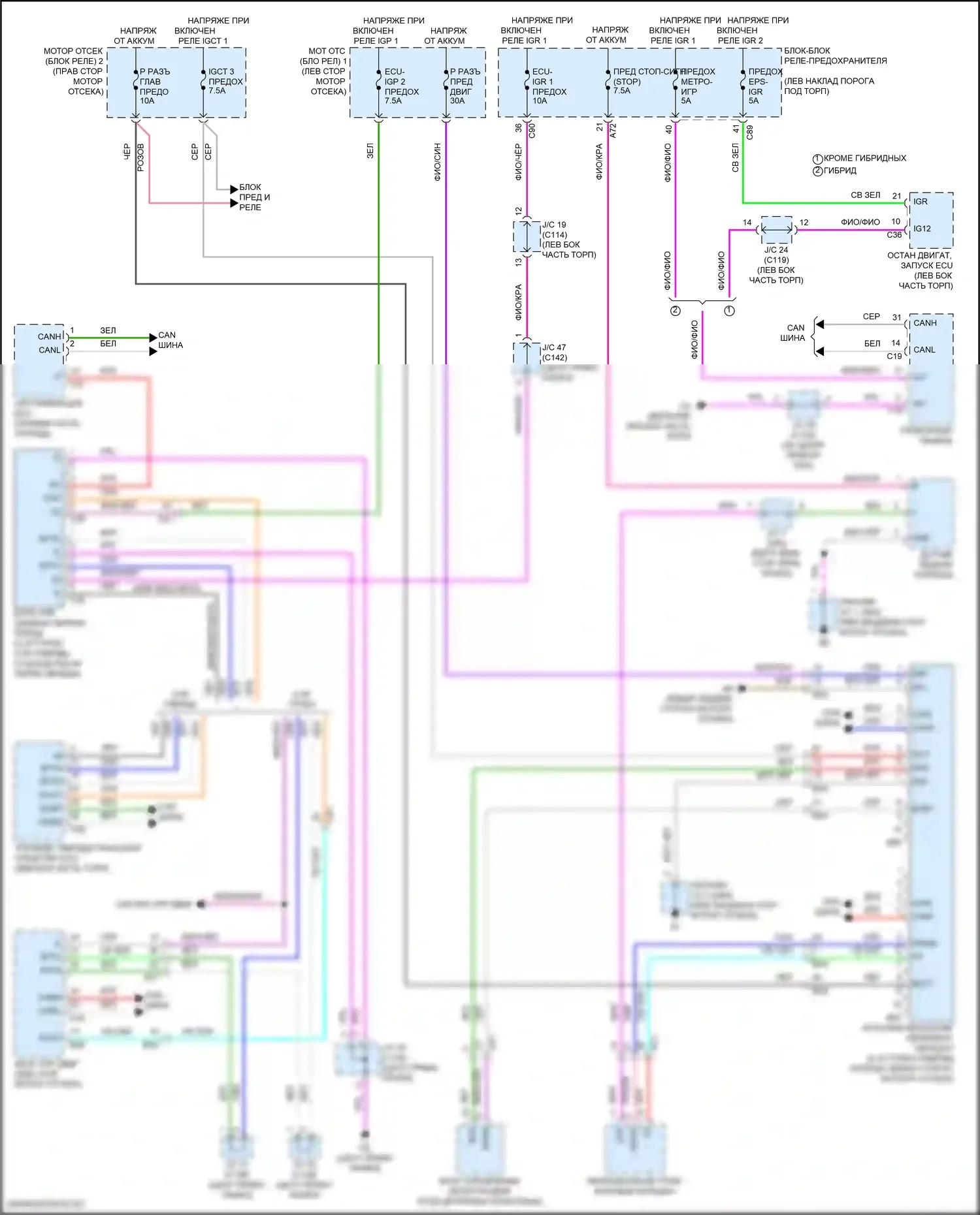 Grand Highlander Toyota I (2023-2024): Электросхема блокировки селектора 