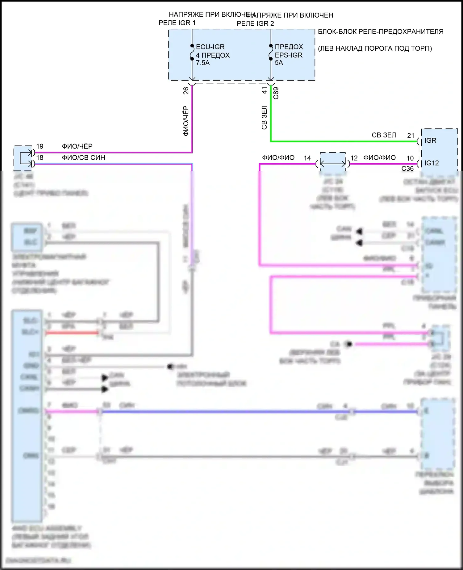 Grand Highlander Toyota I (2023-2024): 2.4л турбо, 4wd электросхема 