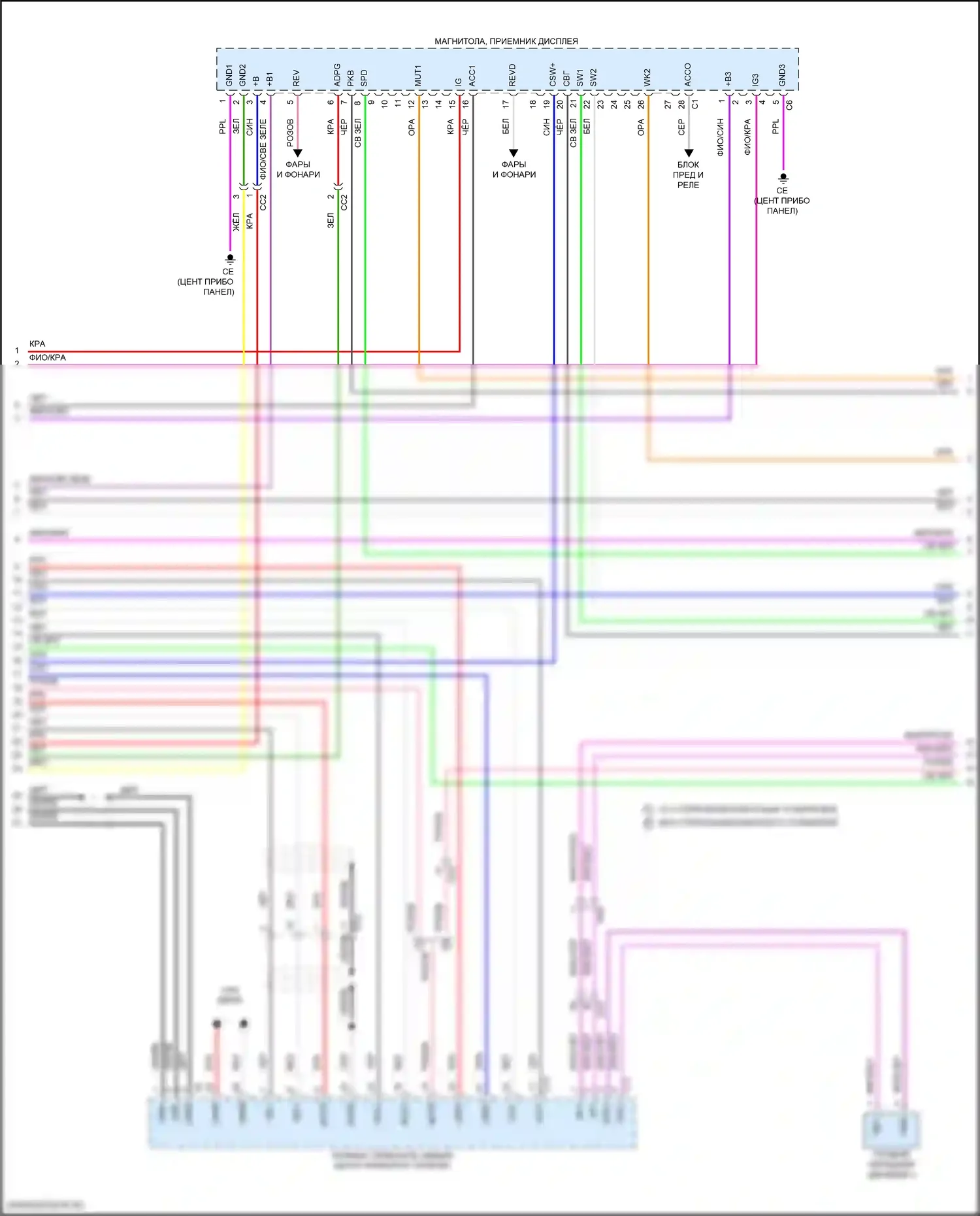 Grand Highlander Toyota I (2023-2024): Электросхема магнитолы, с отдельным усилителем (3 из 7) 