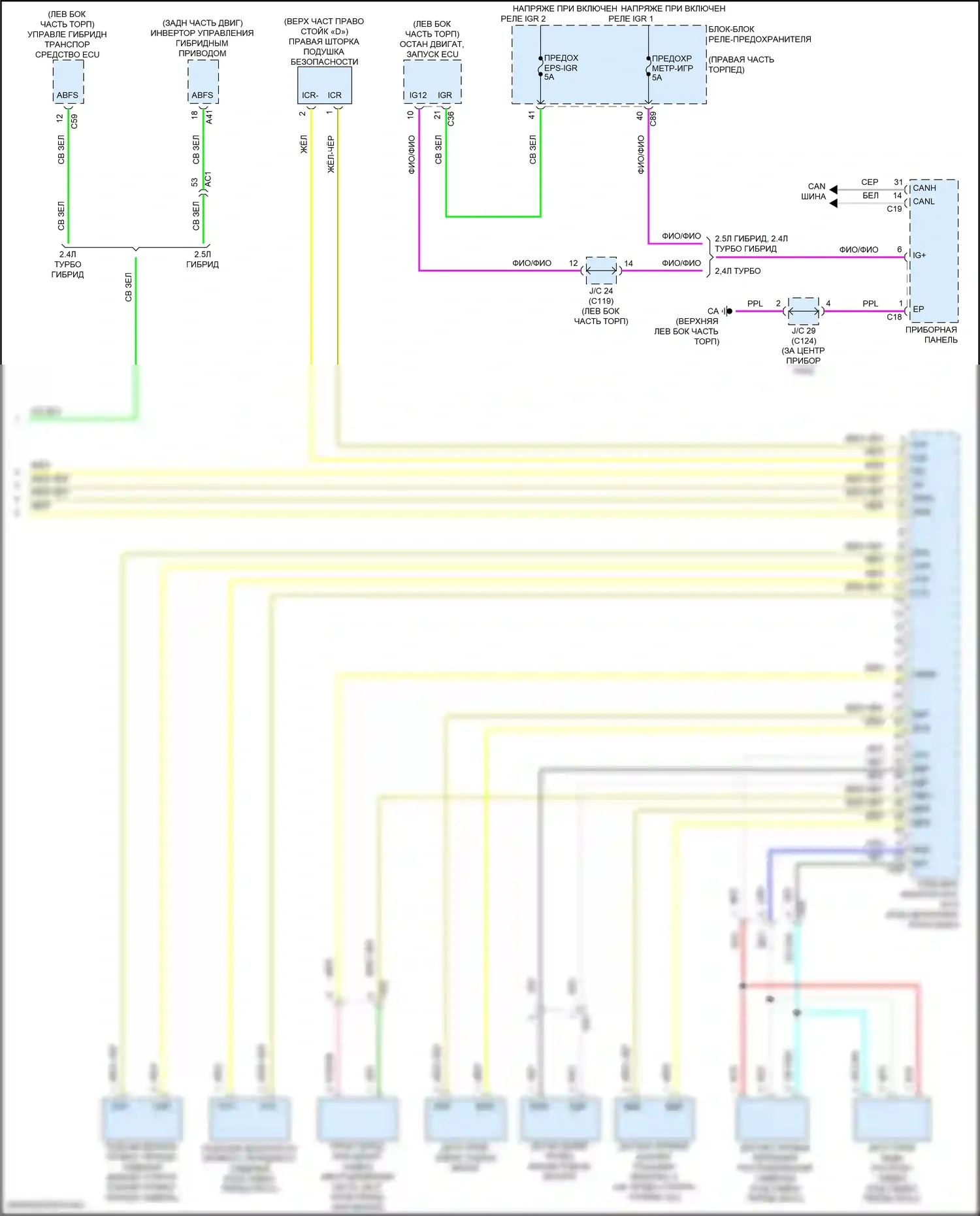 Grand Highlander Toyota I (2023-2024): Электросхема подушек безопасности (3 из 3) 