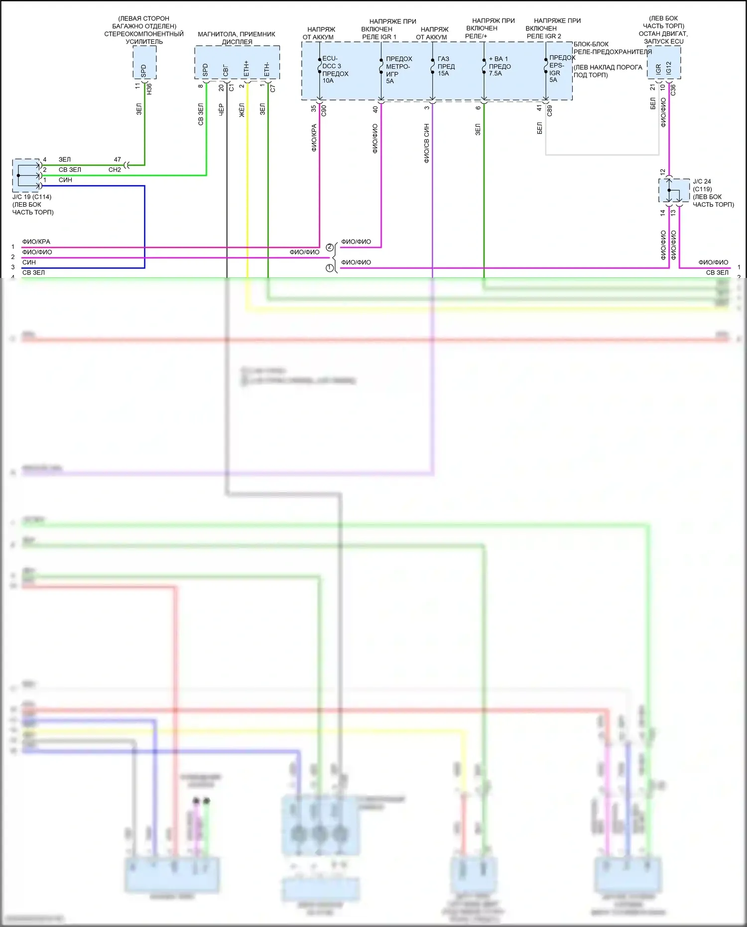 Grand Highlander Toyota I (2023-2024): Электросхема приборной панели (2 из 4) 