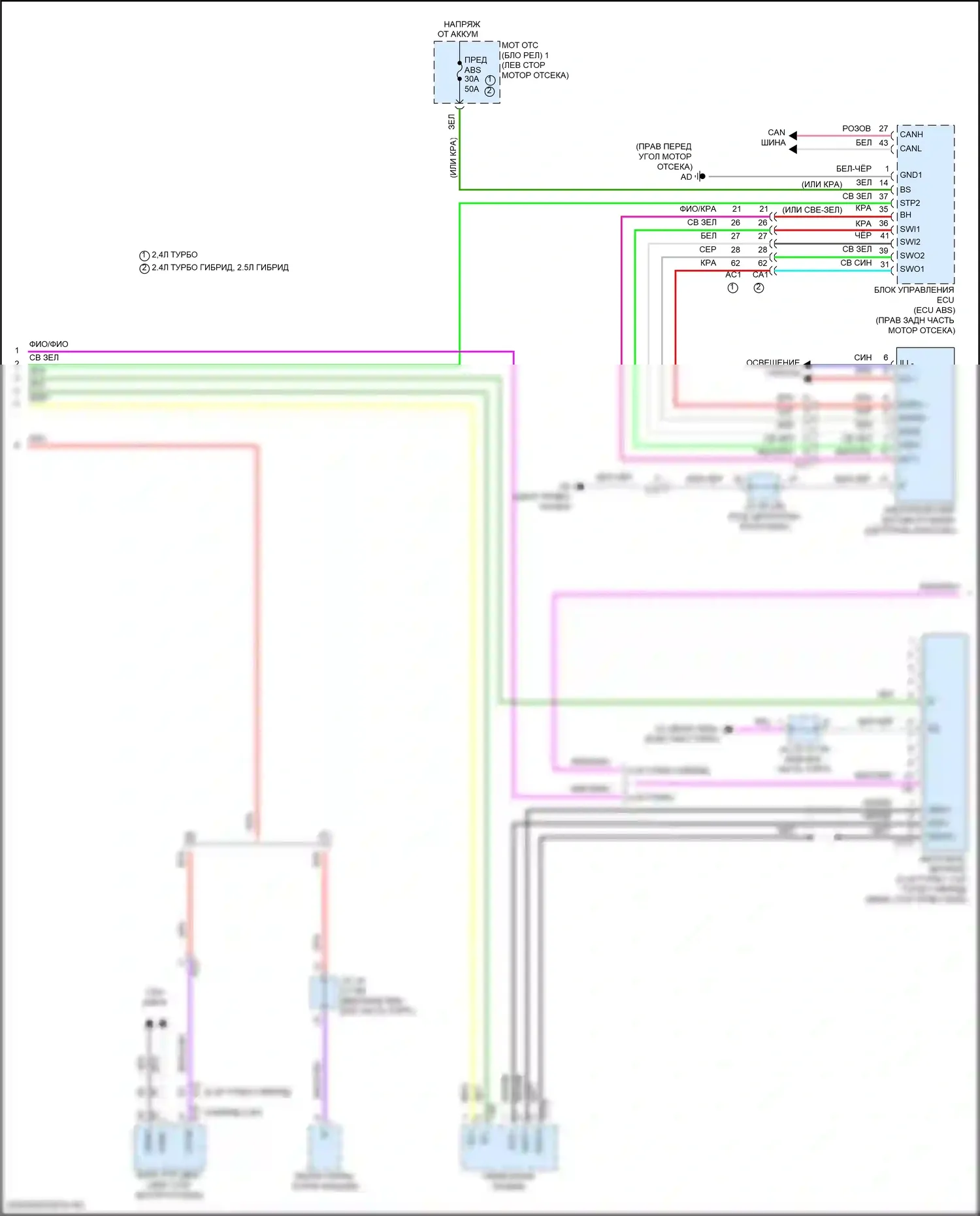 Grand Highlander Toyota I (2023-2024): Электросхема приборной панели (3 из 4) 