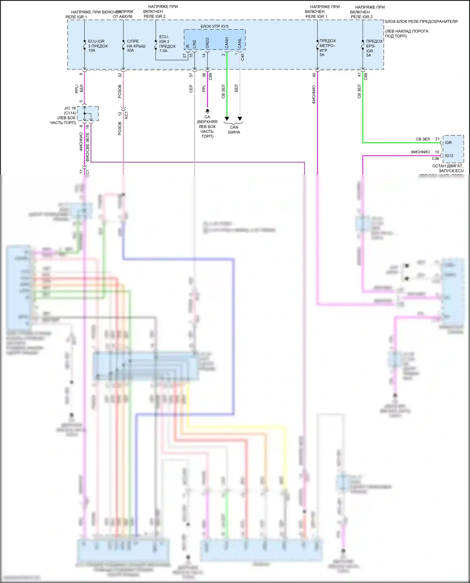 Grand Highlander Toyota I (2023-2024): Электросхема складной крыши/люка 