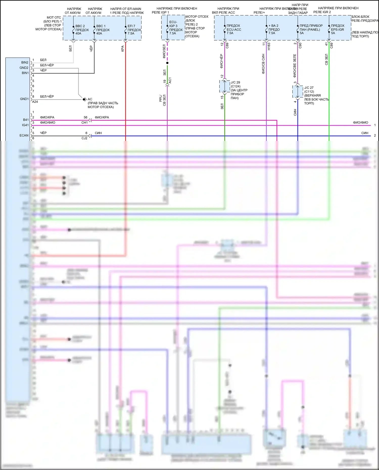 Grand Highlander Toyota I (2023-2024): Электросхема включения и выключения (1 из 3) 