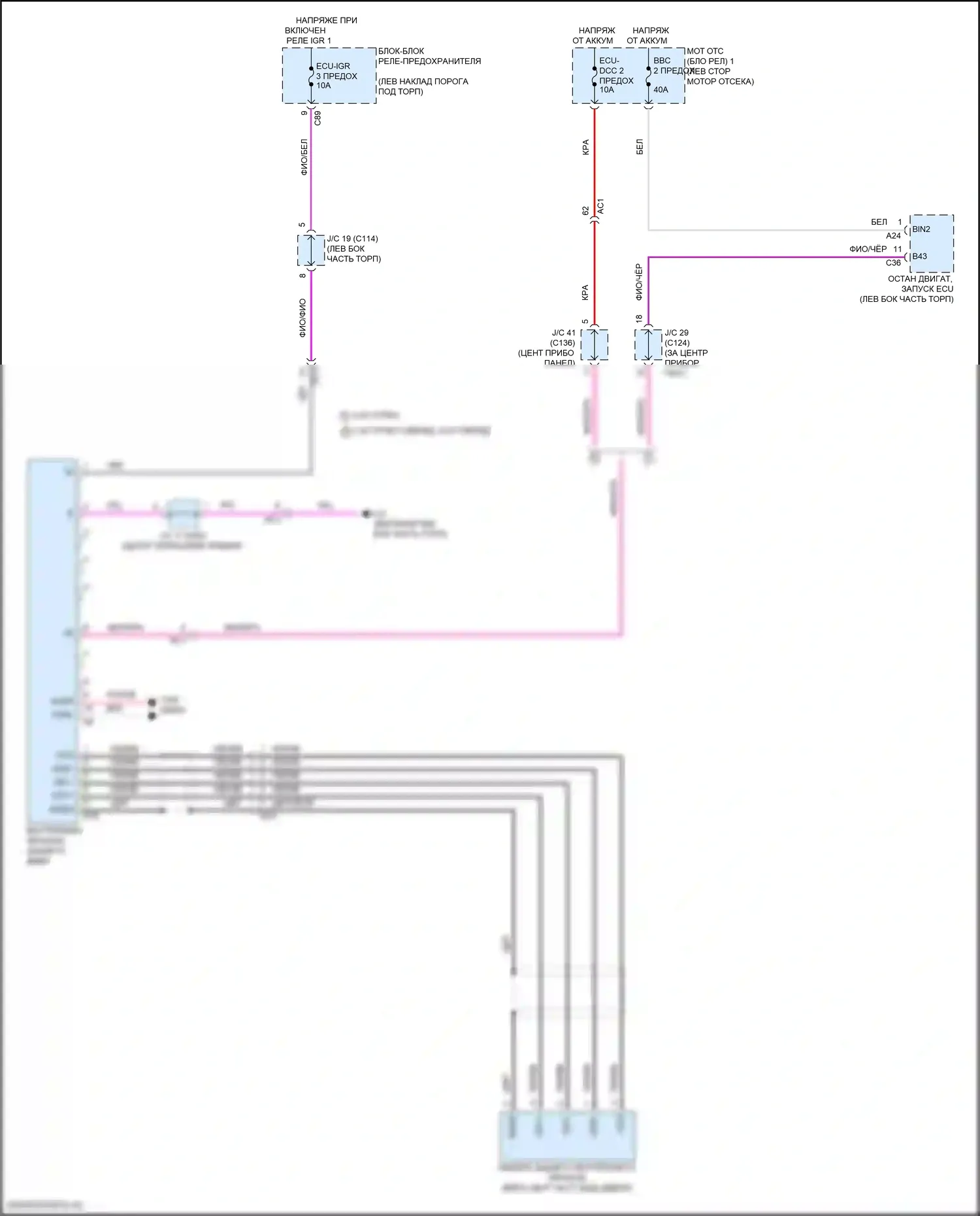 Grand Highlander Toyota I (2023-2024): Электросхема электрохромного зеркала 