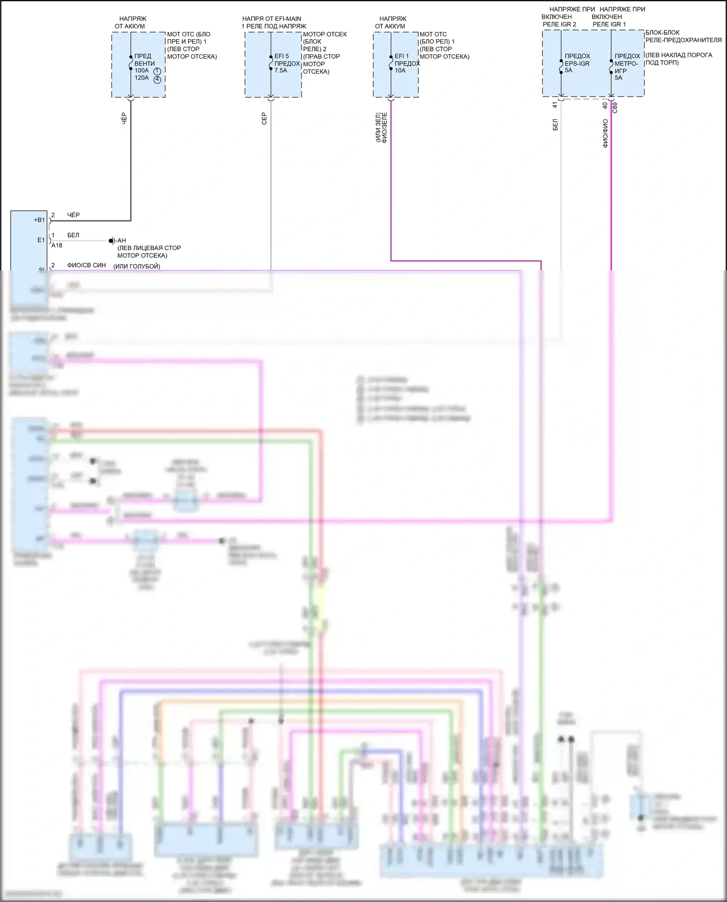 Grand Highlander Toyota I (2023-2024): Электросхема вентилятора охлаждения 