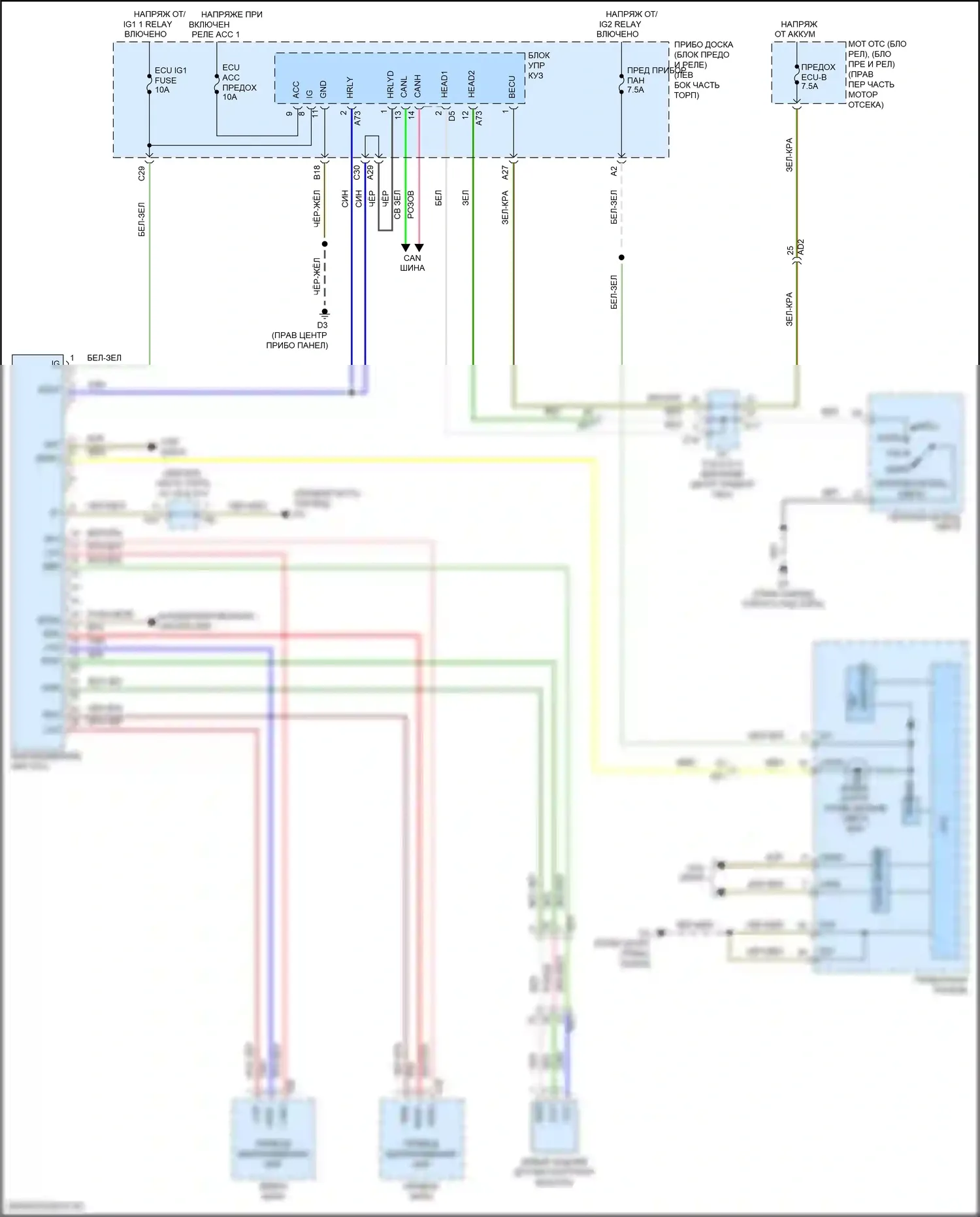 GT86 Toyota I рестайлинг (2016-2024): Электросхема регулировки дальнего света фары 