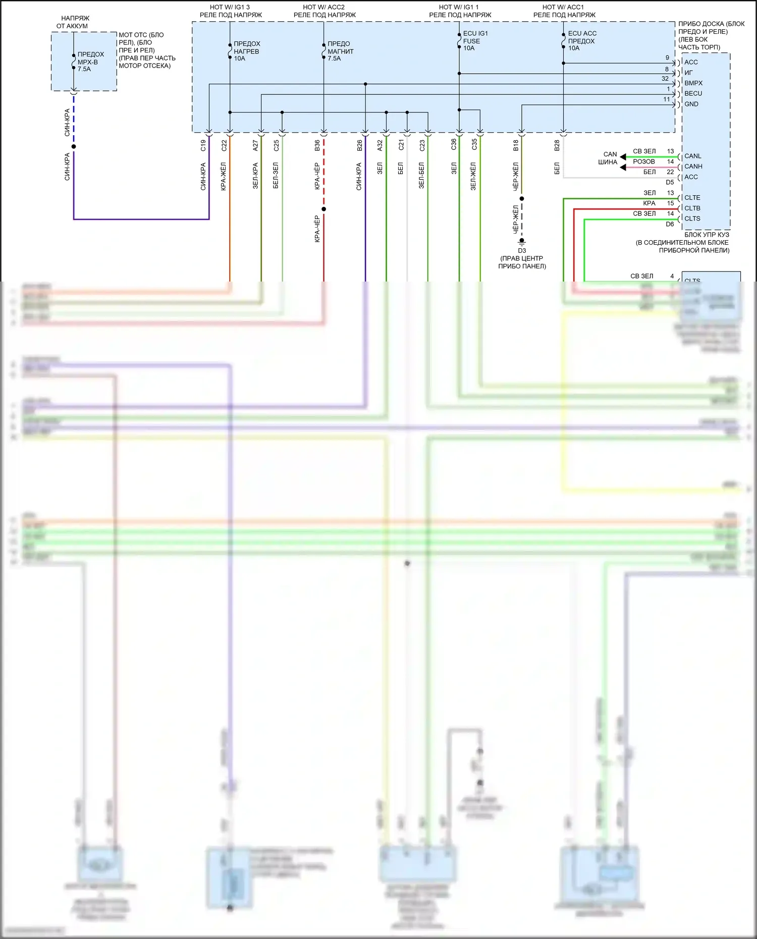 GT86 Toyota I рестайлинг (2016-2024): Электросхема климат контроля (2 из 4) 