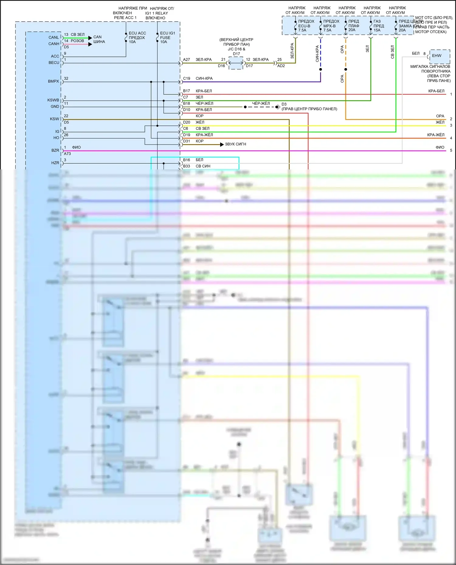 GT86 Toyota I рестайлинг (2016-2024): Электросхема центрального замка, без системы интеллектуальных ключей (1 из 2) 