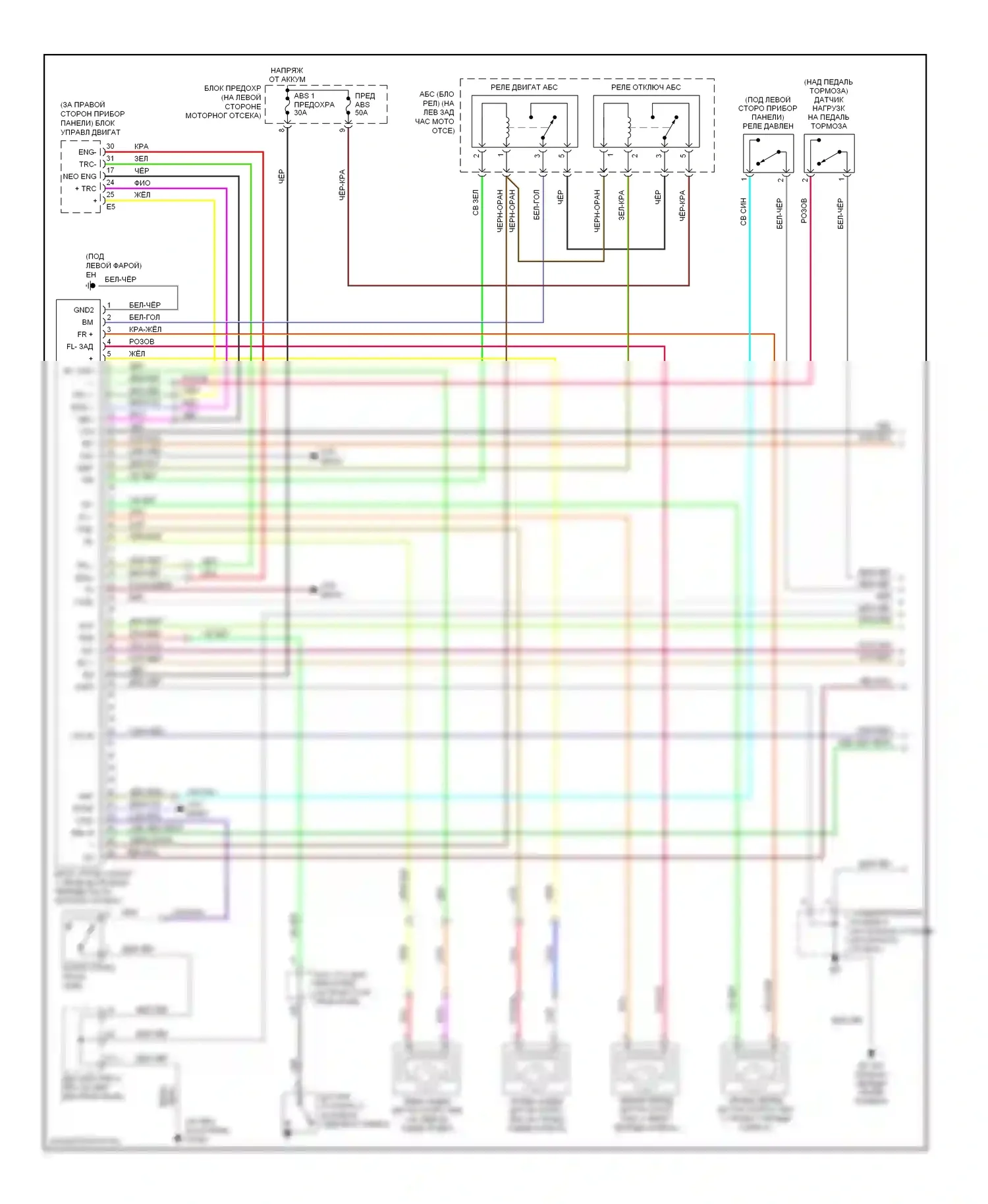 Highlander Toyota I рестайлинг (2003-2007): Антиблокировочная система abs электросхема (1 из 2) 