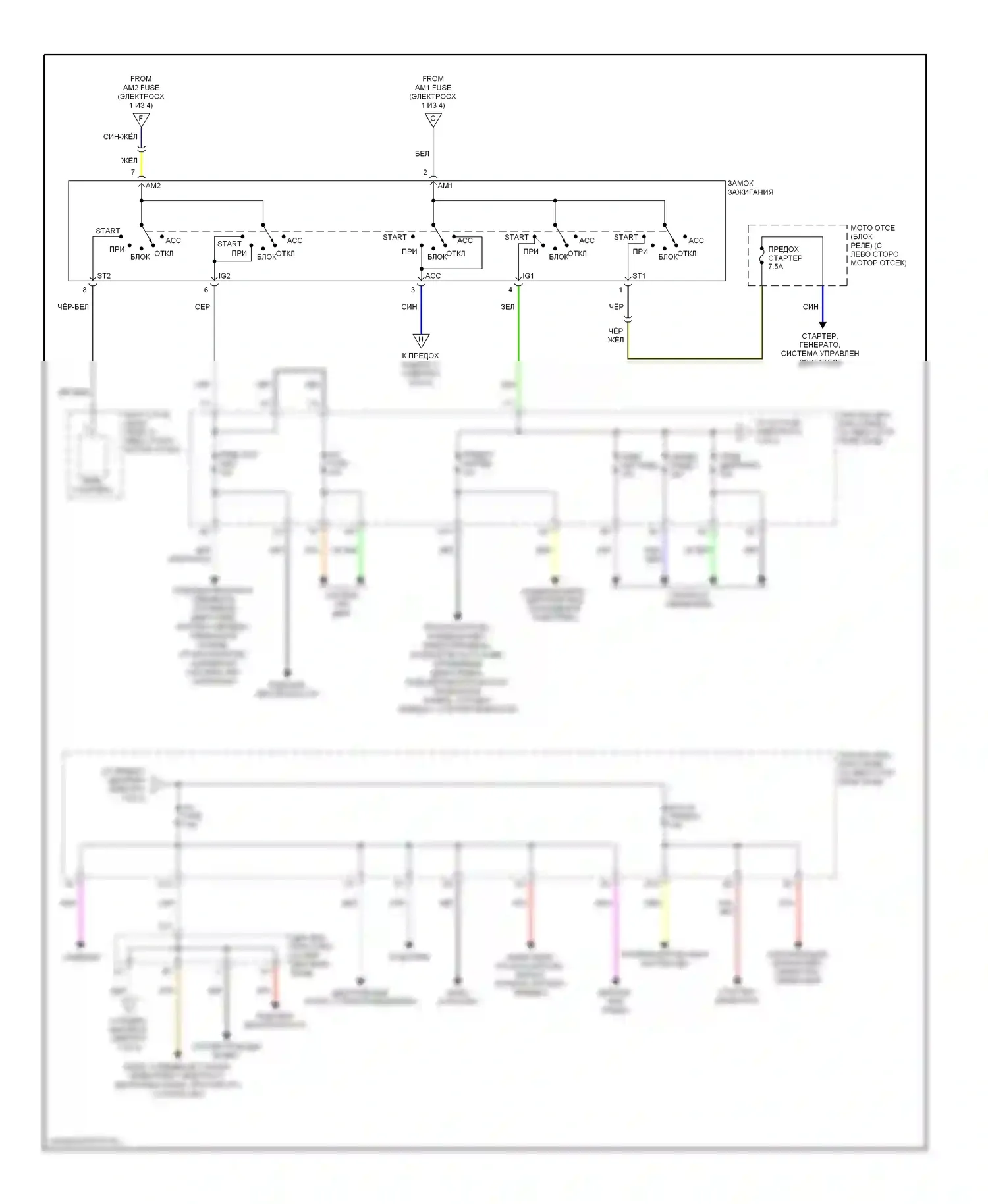 Highlander Toyota I рестайлинг (2003-2007): Электросхема блока предохранителей реле (3 из 4) 