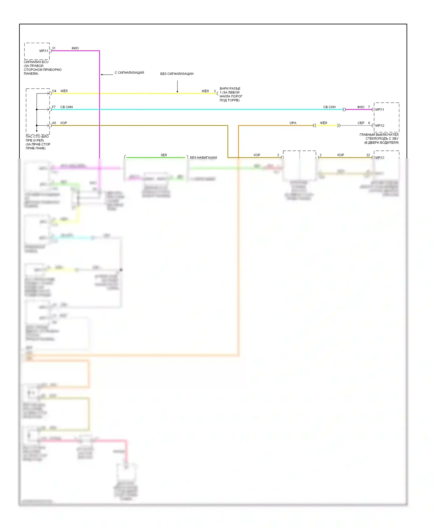 Highlander Toyota I рестайлинг (2003-2007): Электросхема блоков управления кузовом (2 из 2) 