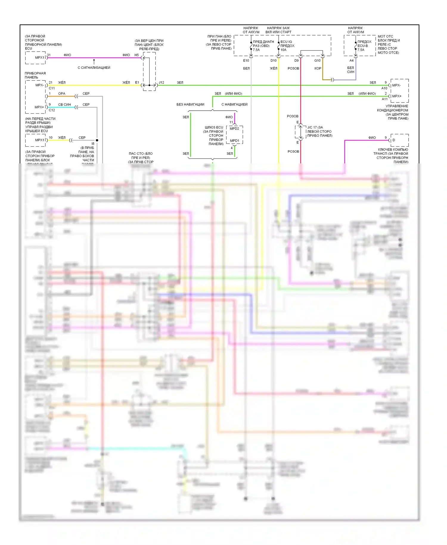 Highlander Toyota I рестайлинг (2003-2007): Can шина электросхема 