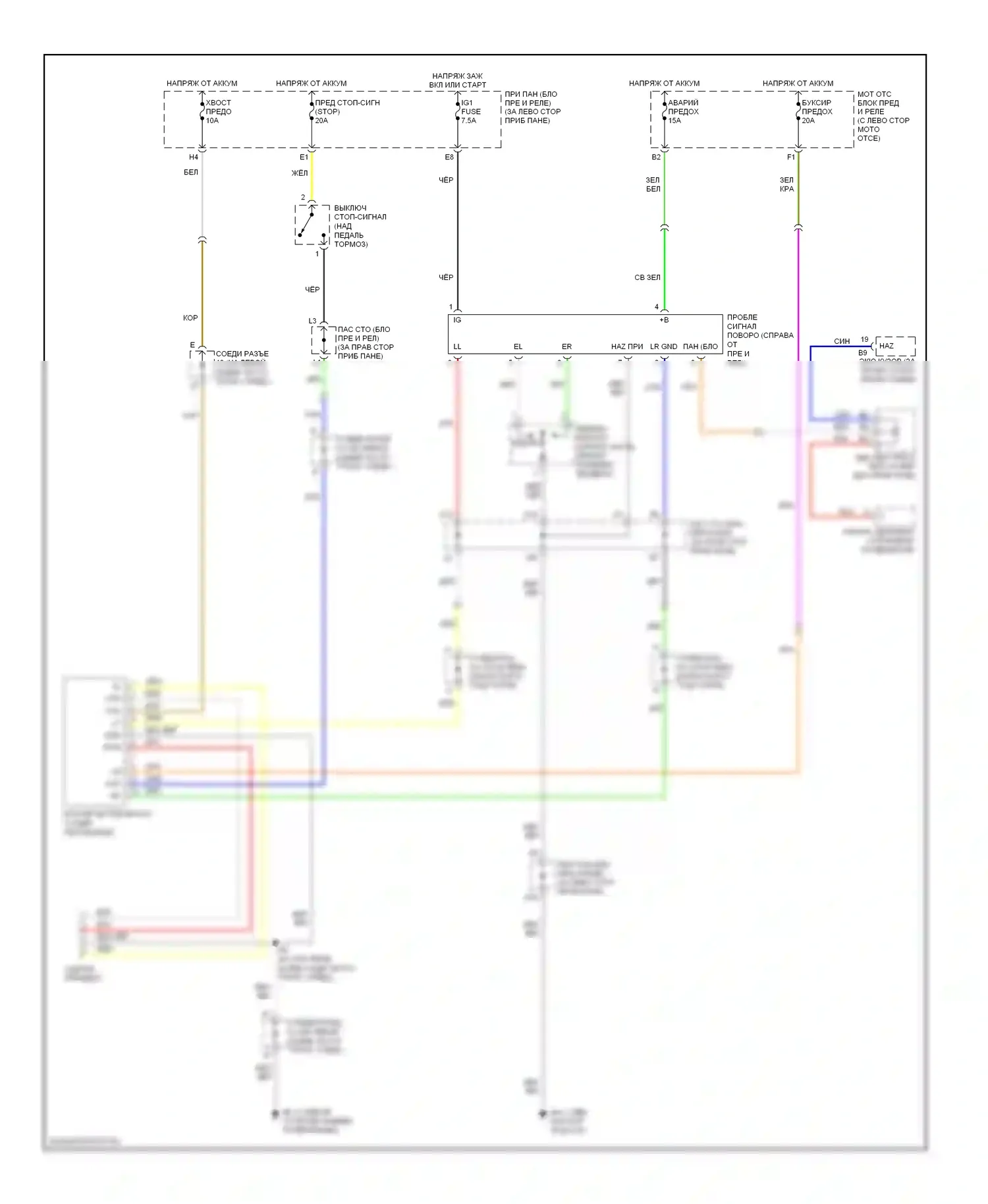 Highlander Toyota I рестайлинг (2003-2007): Электросхема буксировки прицепа 