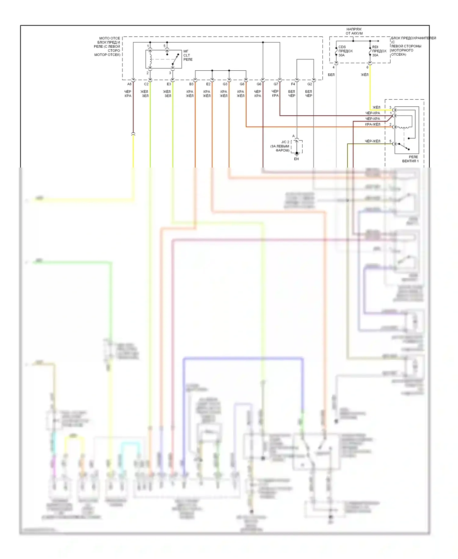 Highlander Toyota I рестайлинг (2003-2007): 2.4л, электросхема ручного кондиционера (2 из 2) 