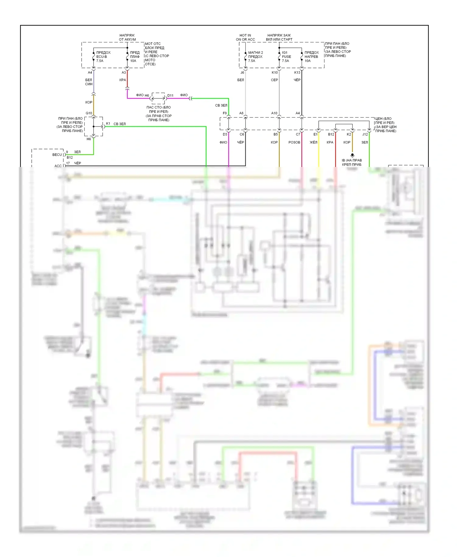 Highlander Toyota I рестайлинг (2003-2007): Электросхема помощников водителя 