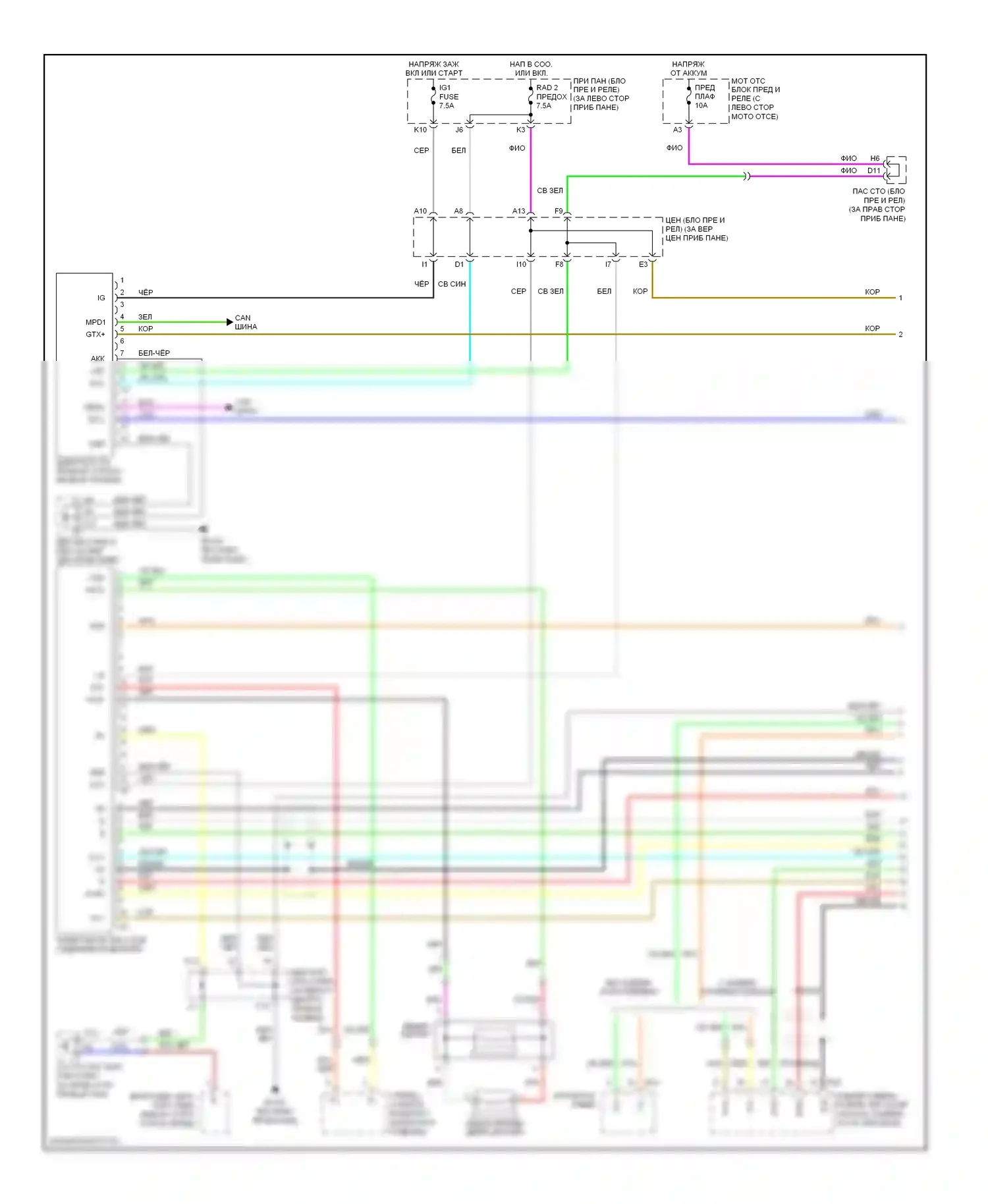 Highlander Toyota I рестайлинг (2003-2007): Электросхема навигации (1 из 2) 