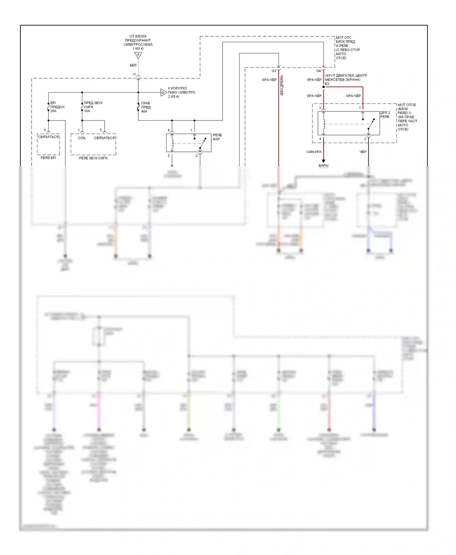 Highlander Toyota I (2001-2003): Электросхема блока предохранителей реле (2 из 4) 