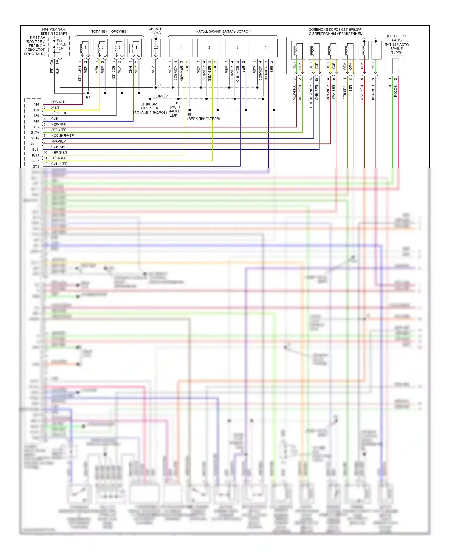 Highlander Toyota I (2001-2003): Электросхема двигателя 2.4ls (1 из 3) 
