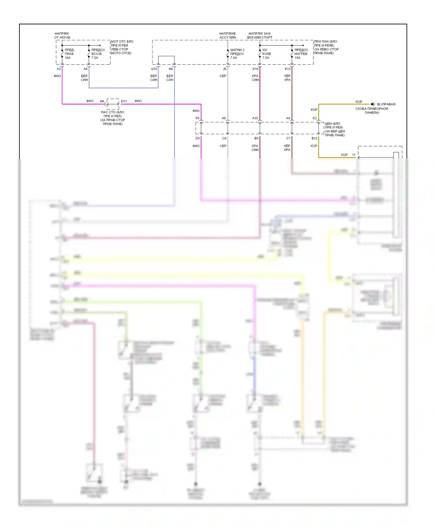 Highlander Toyota I (2001-2003): Электросхемы системы оповещения 