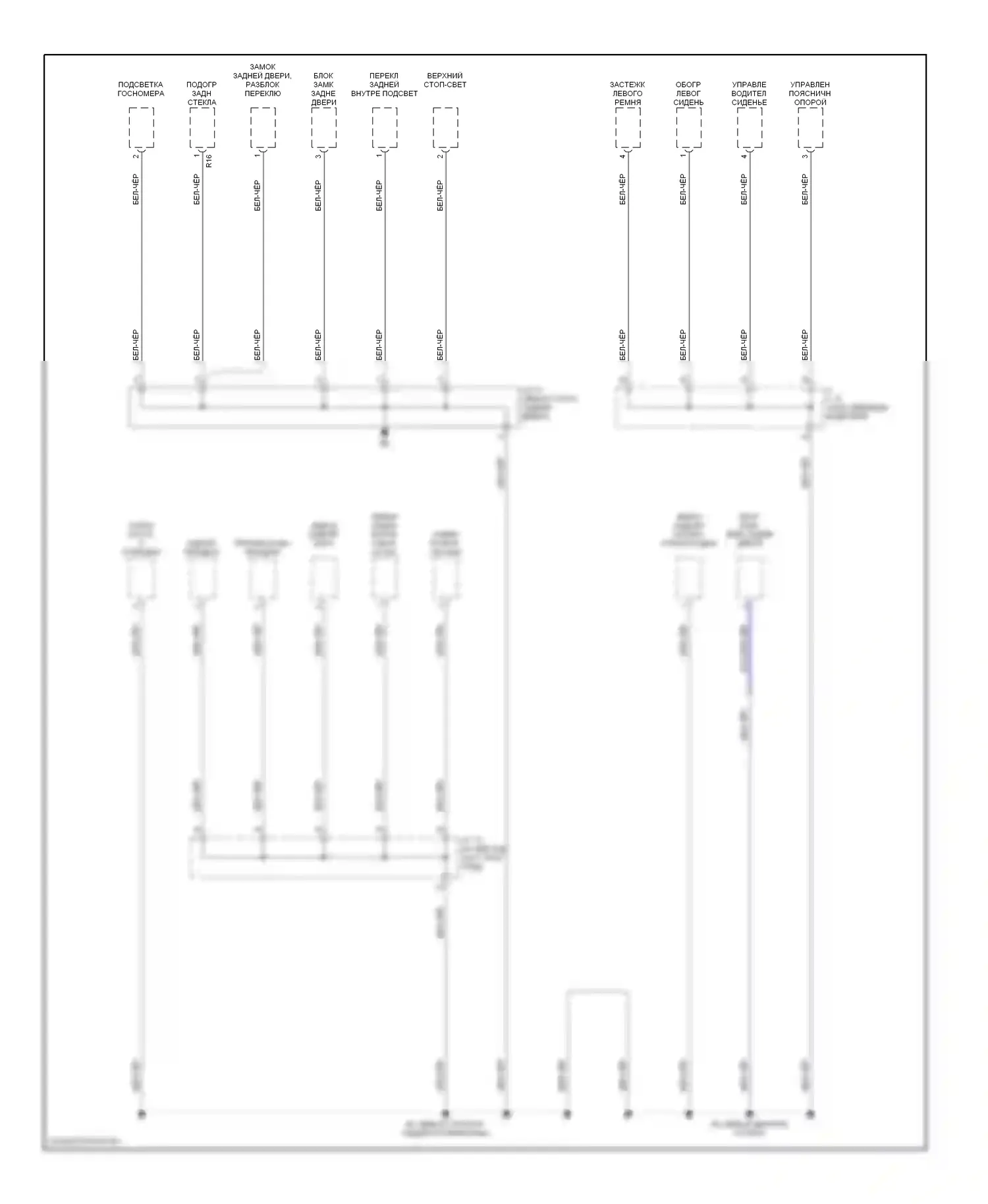 Highlander Toyota I (2001-2003): Электросхема точек подключения масс (4 из 4) 