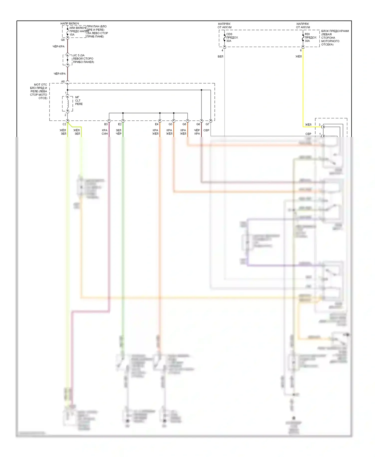 Highlander Toyota I (2001-2003): 3,0л, электросхема вентилятора охлаждения 