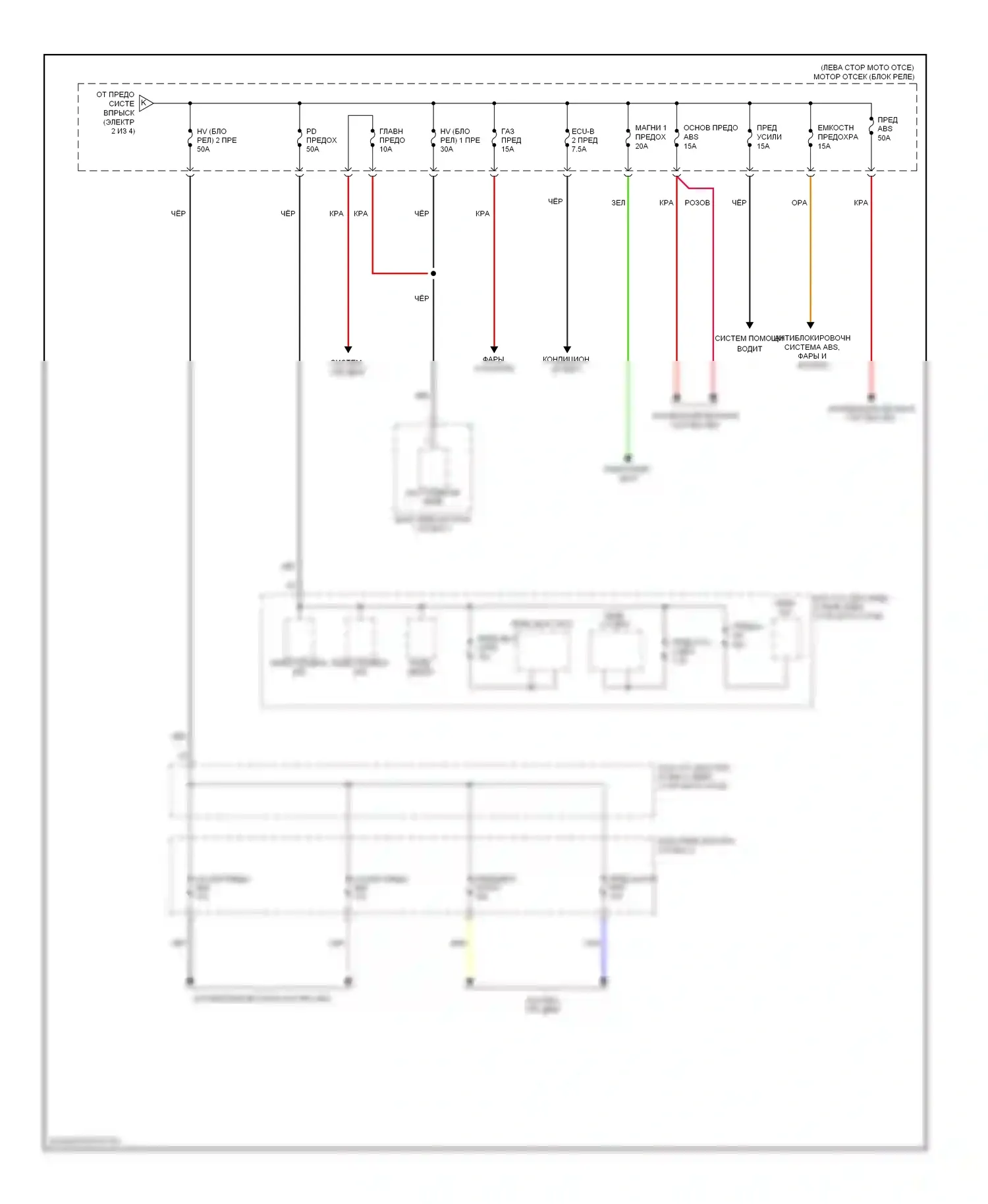 Highlander Toyota II рестайлинг (2010-2013): Электросхема блока предохранителей реле, гибридного (4 из 4) 