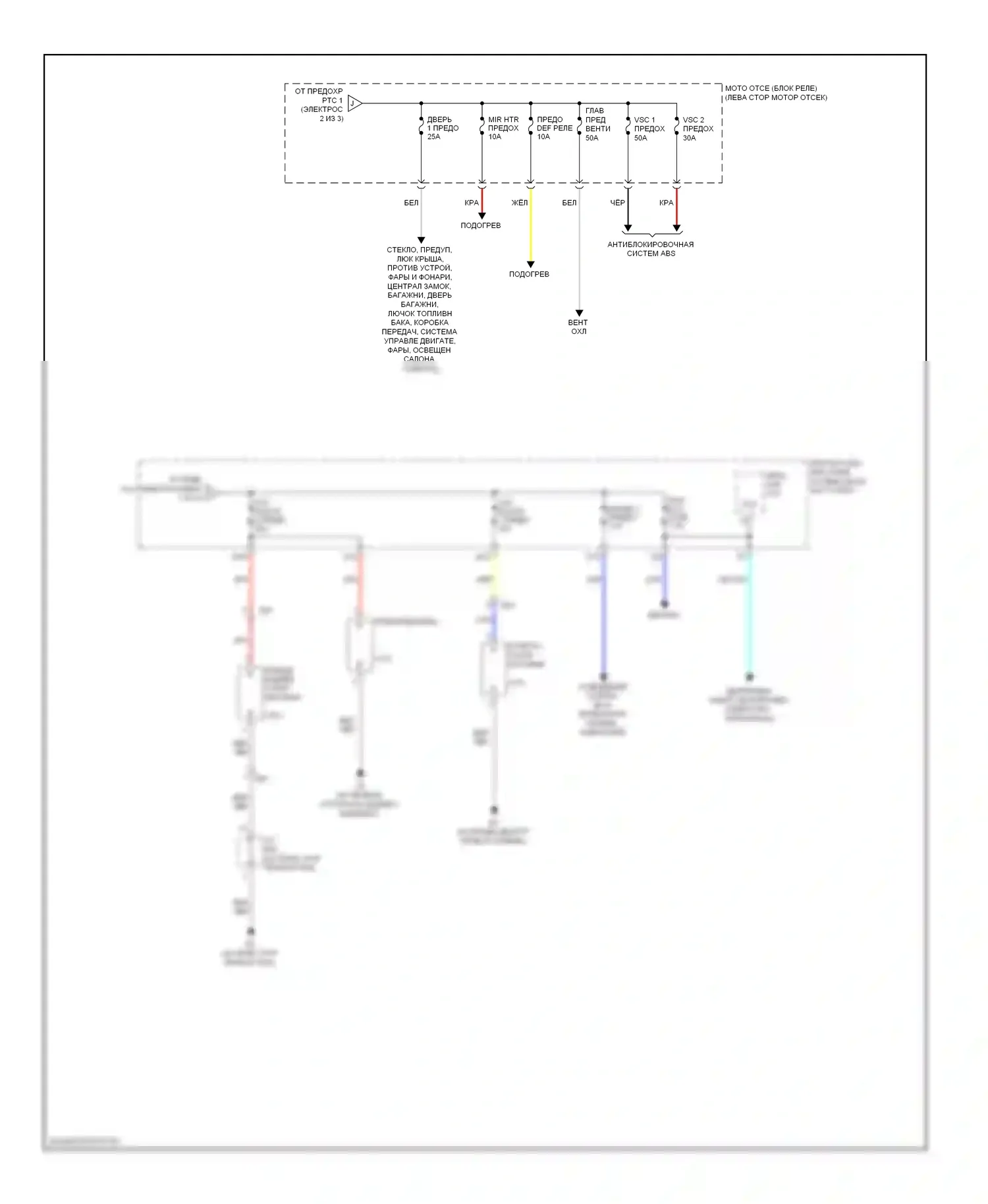Highlander Toyota II рестайлинг (2010-2013): Электросхема блока предохранителей реле, кроме гибридного (3 из 3) 