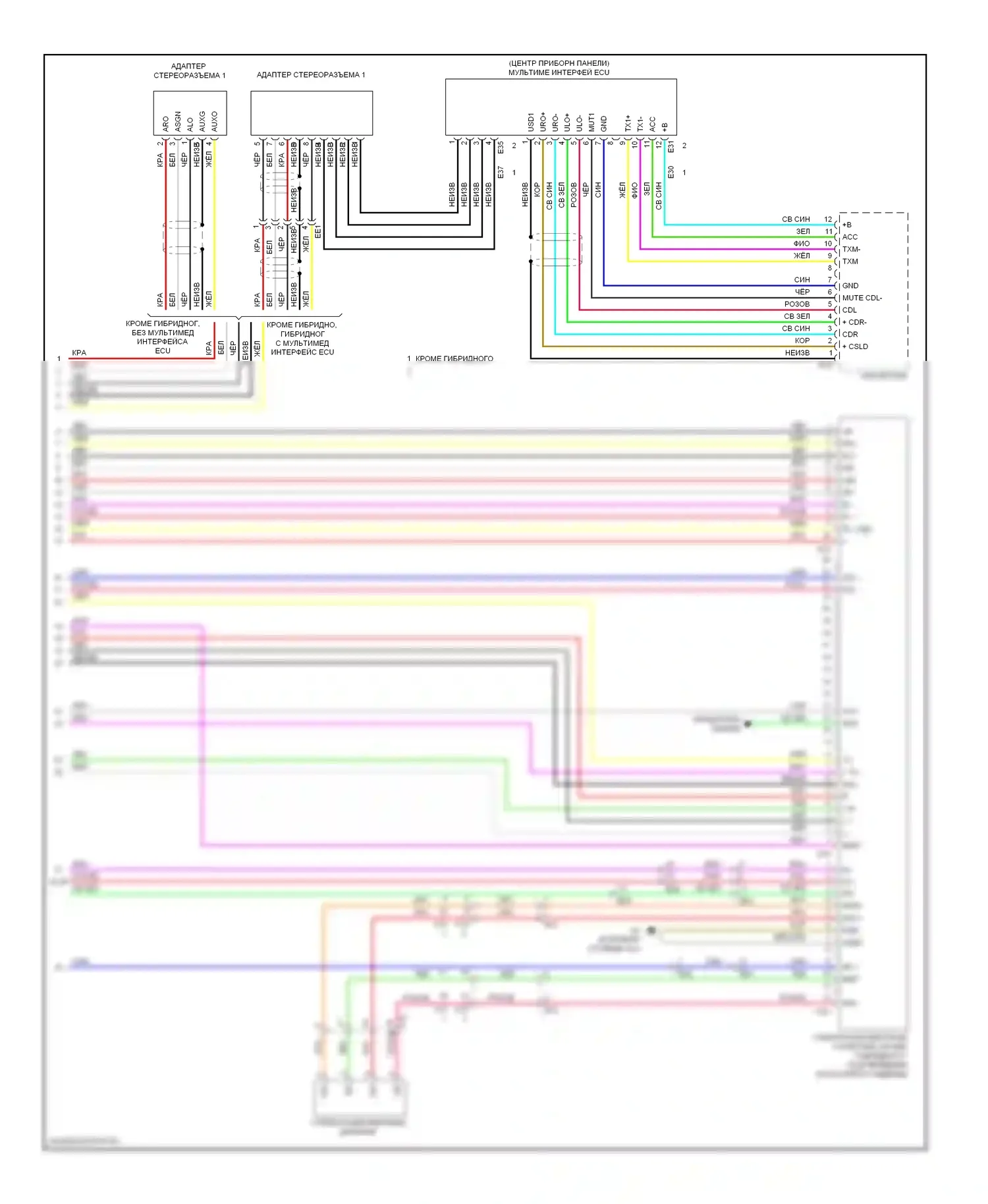 Highlander Toyota II рестайлинг (2010-2013): Электросхема магнитолы, с jbl, без навигации (3 из 3) 