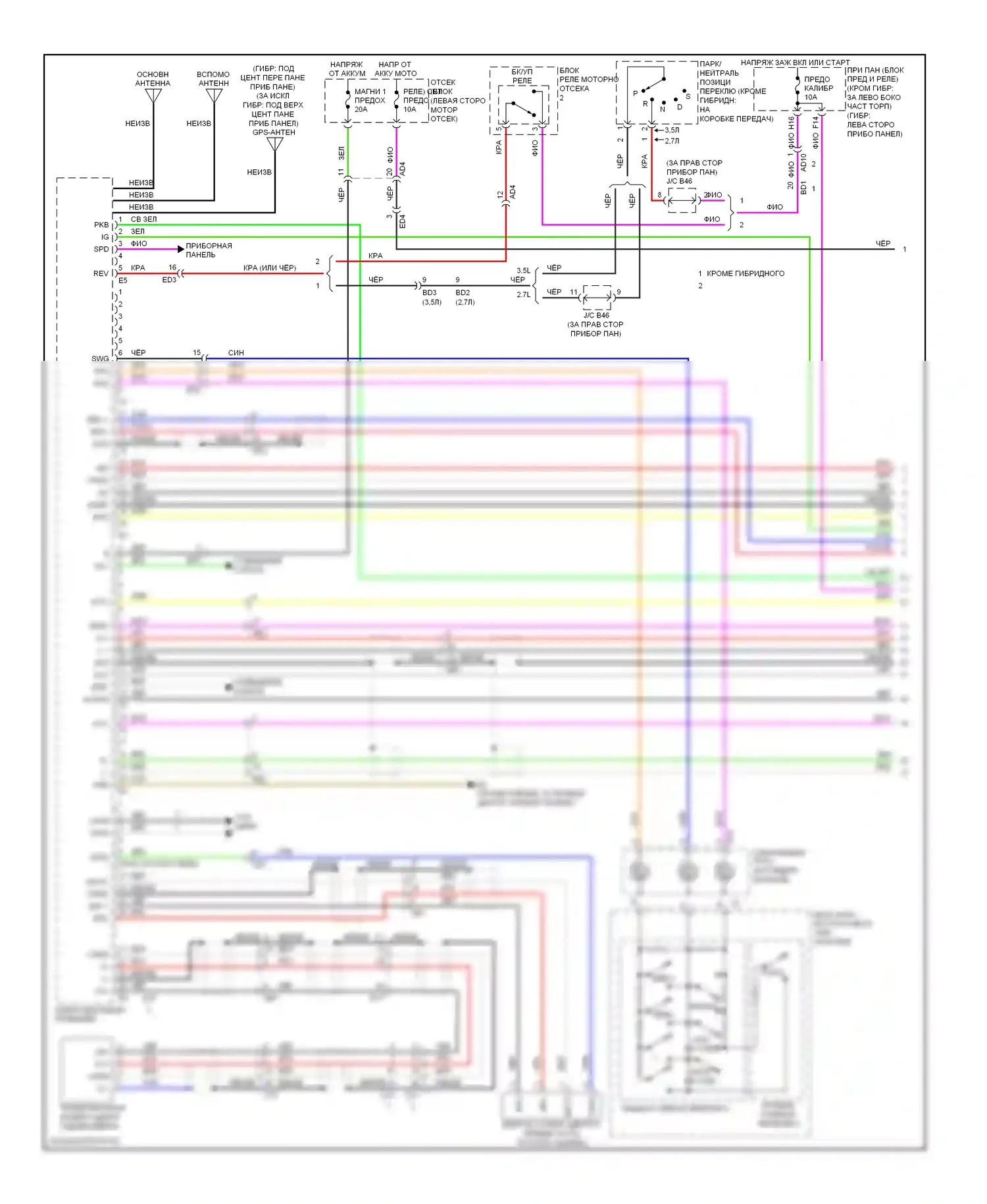 Highlander Toyota II рестайлинг (2010-2013): Электросхема магнитолы, с jbl, с навигацией (1 из 5) 