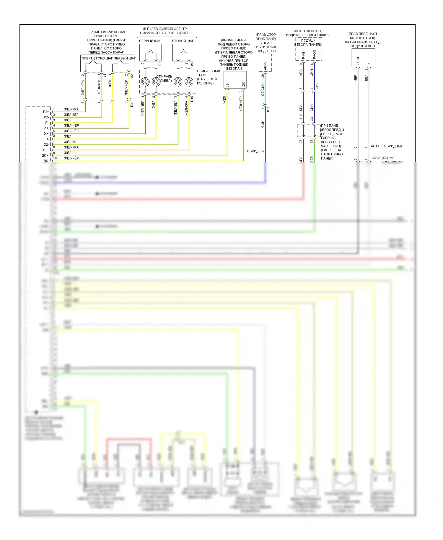 Highlander Toyota II рестайлинг (2010-2013): Электросхема подушек безопасности (1 из 3) 