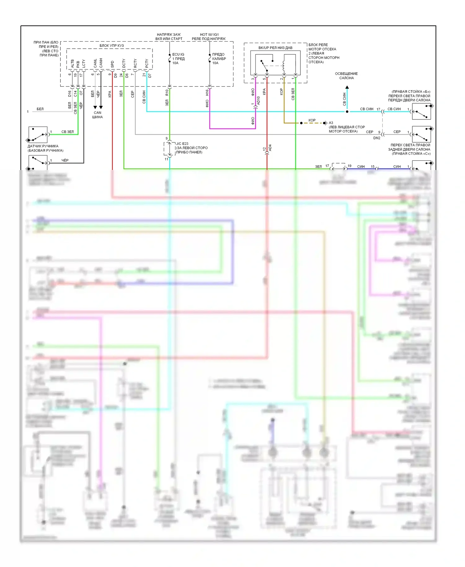 Highlander Toyota II рестайлинг (2010-2013): Электросхема приборной панели, гибридная (2 из 2) 