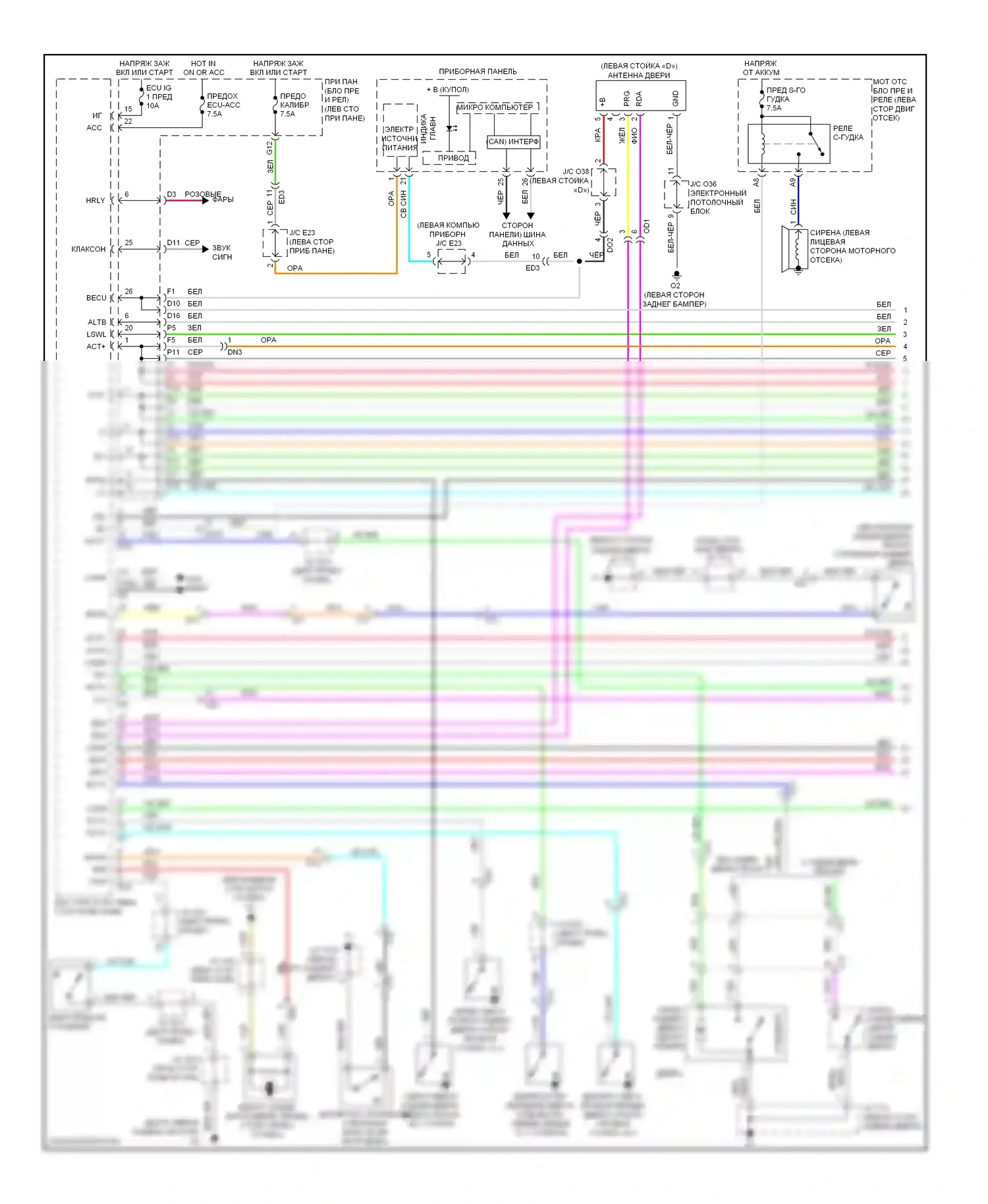 Highlander Toyota II рестайлинг (2010-2013): Электросхема с защитой от взлома, гибрид без системы интеллектуальных ключей (1 из 2) 