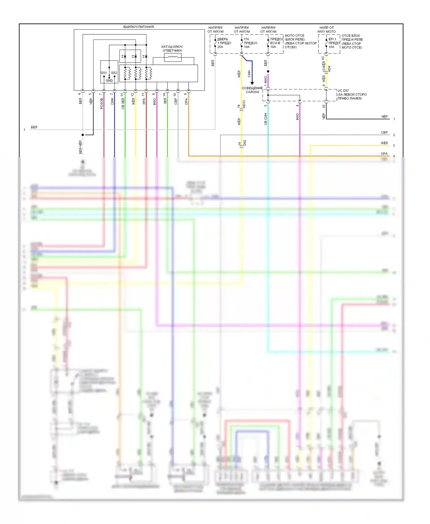 Highlander Toyota II рестайлинг (2010-2013): Электросхема с защитой от взлома, за исключением гибридной системы с интеллектуальным ключом (3 из 4) 