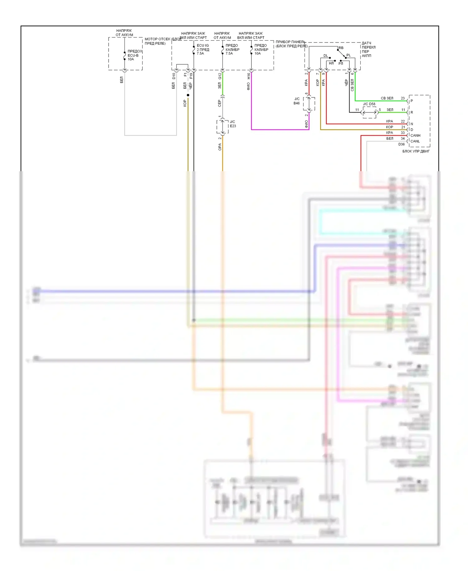 Highlander Toyota II (2007-2010): Антиблокировочная система abs электросхема, за исключением гибридной (2 из 2) 