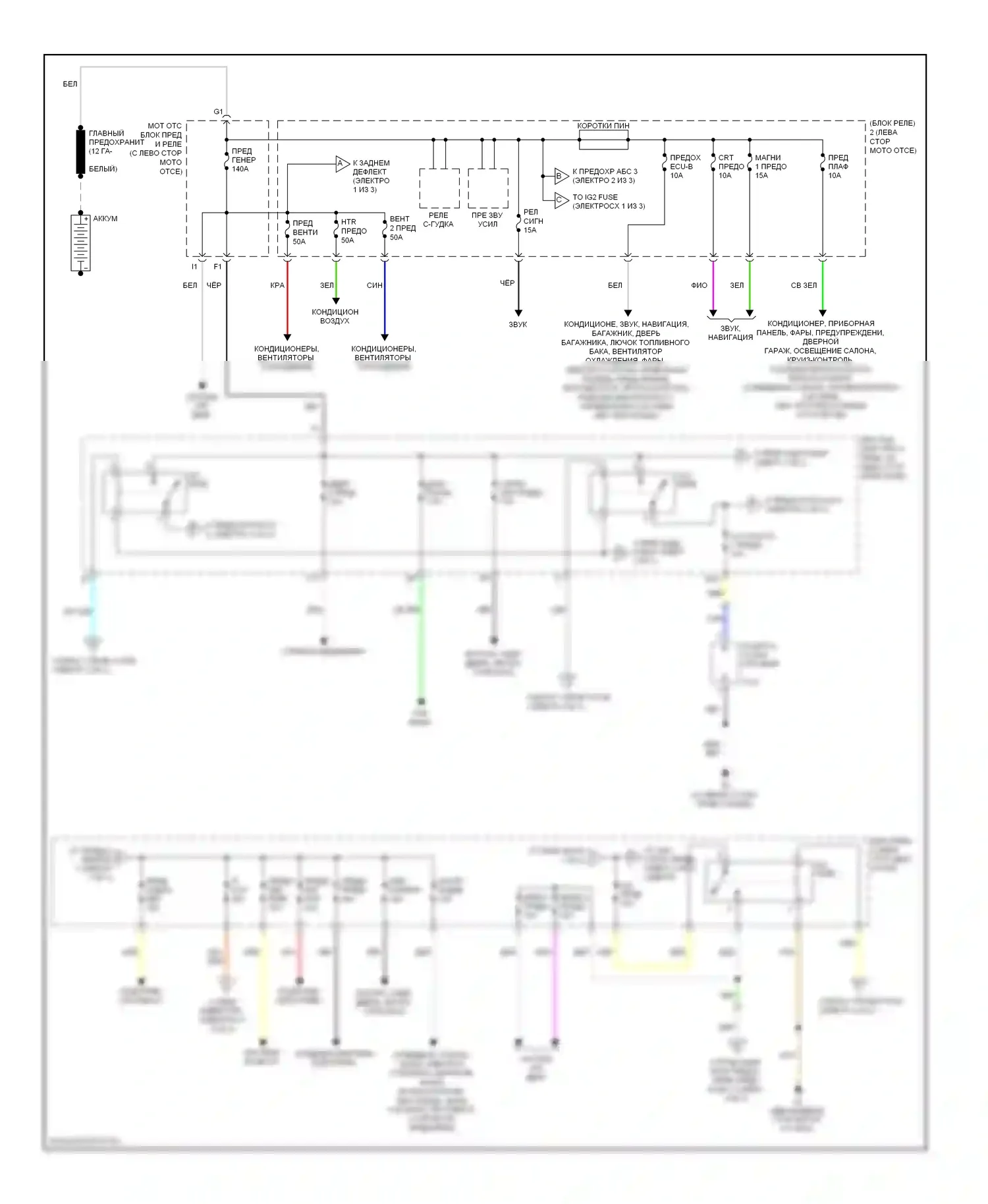 Highlander Toyota II (2007-2010): Электросхема блока предохранителей реле, гибридного (1 из 3) 
