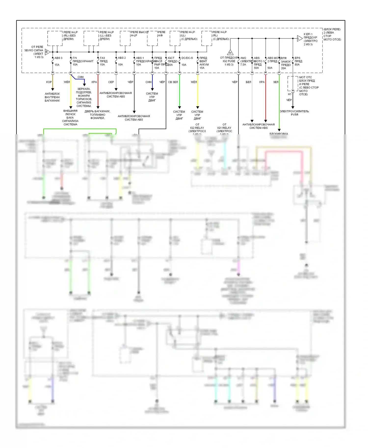 Highlander Toyota II (2007-2010): Электросхема блока предохранителей реле, гибридного (2 из 3) 